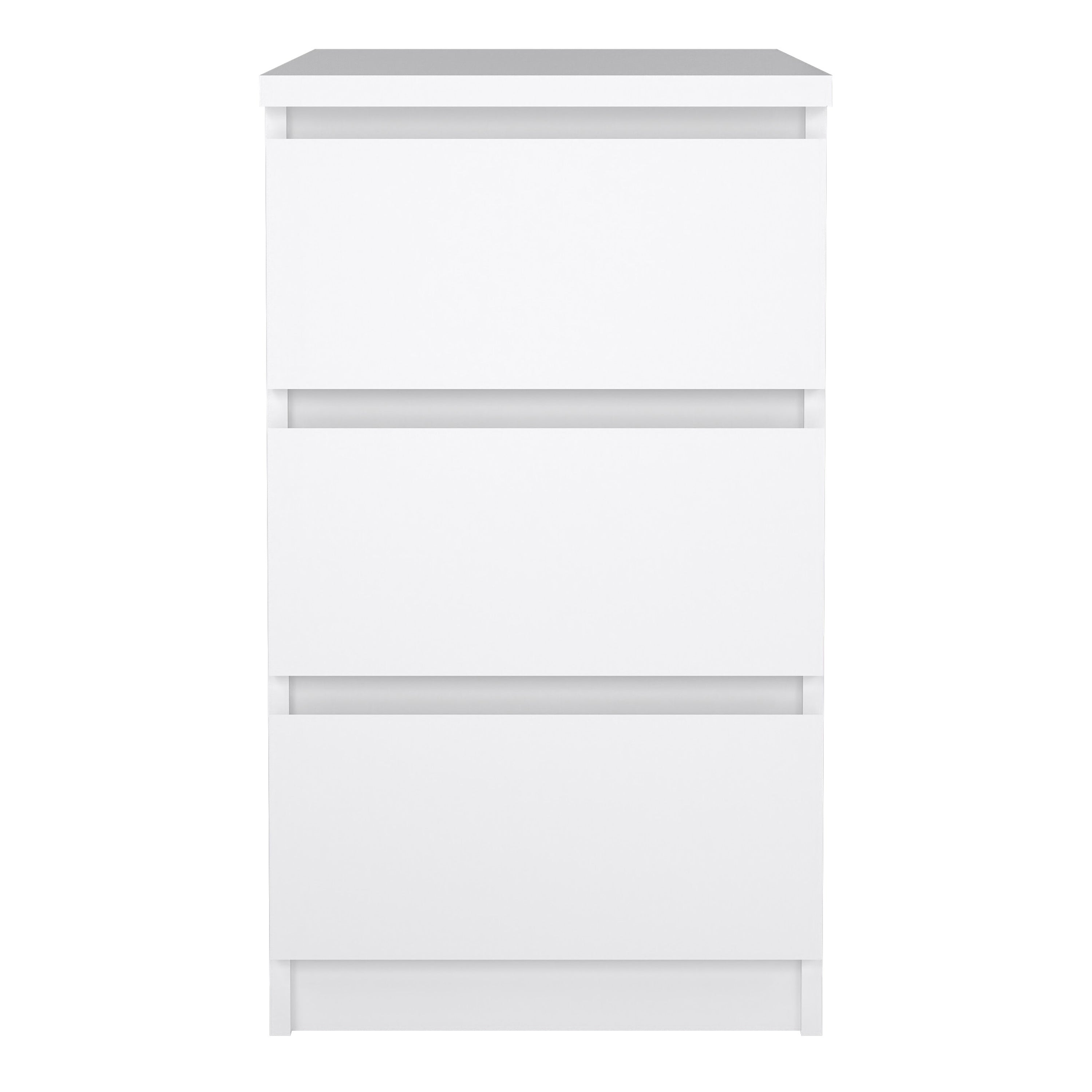 Naia Bedside 3 Drawers in White High Gloss – FTG, view 2