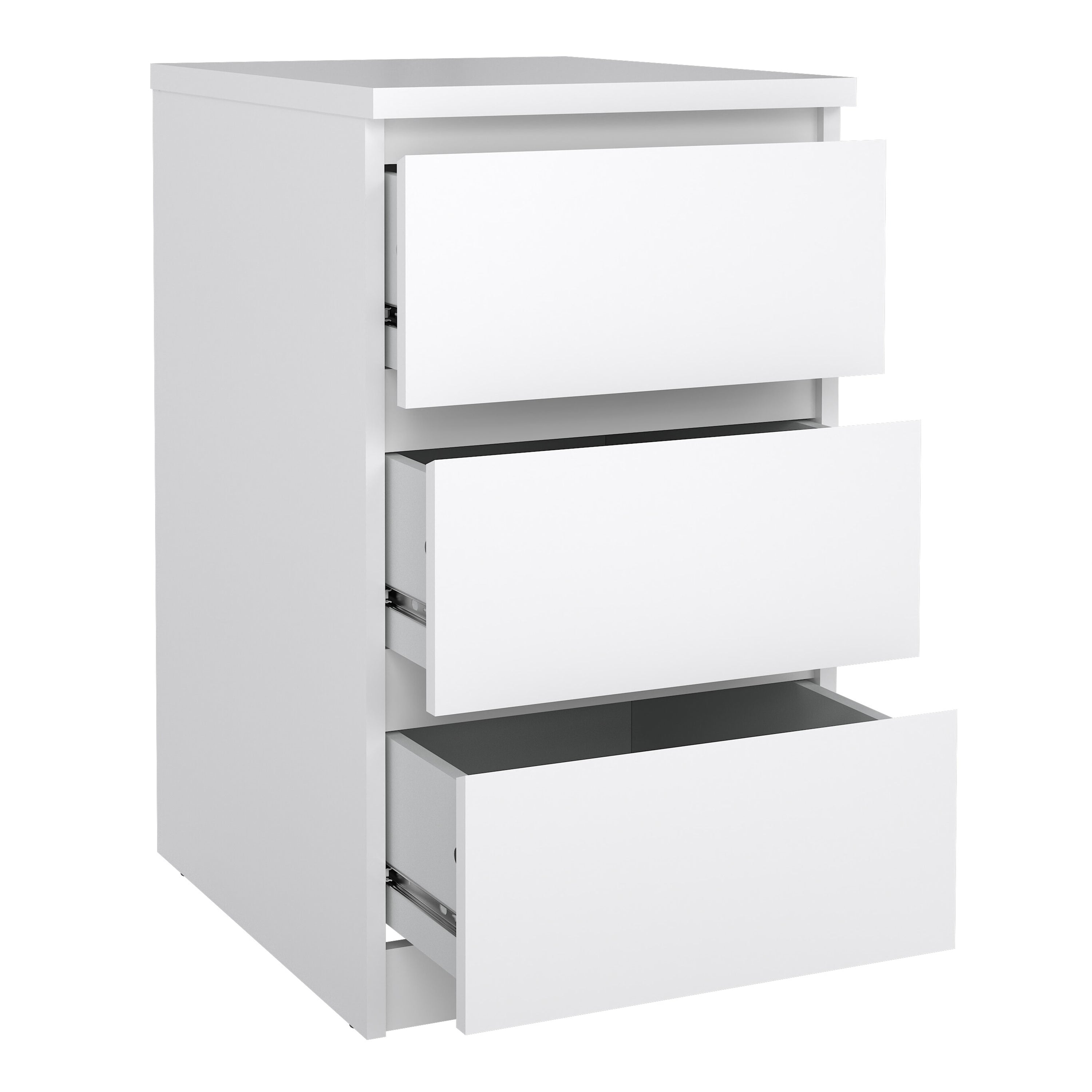 Naia Bedside 3 Drawers in White High Gloss – FTG, view 4