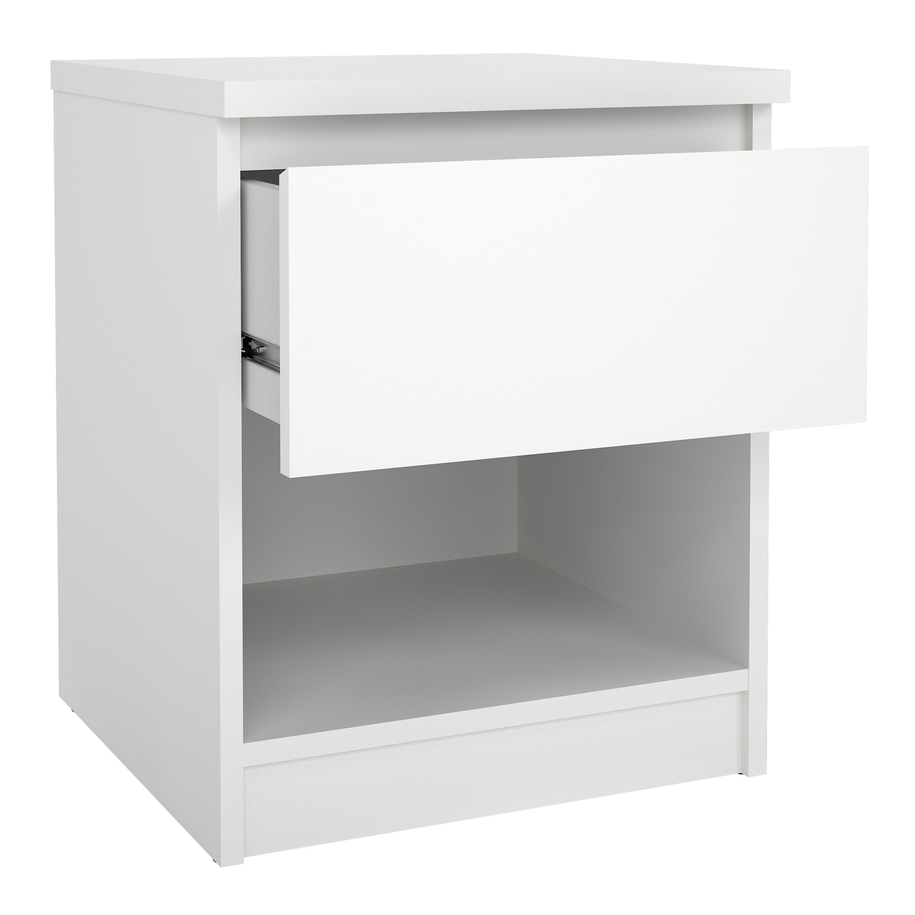 Naia Bedside 1 Drawer 1 Shelf in White – FTG, view 9
