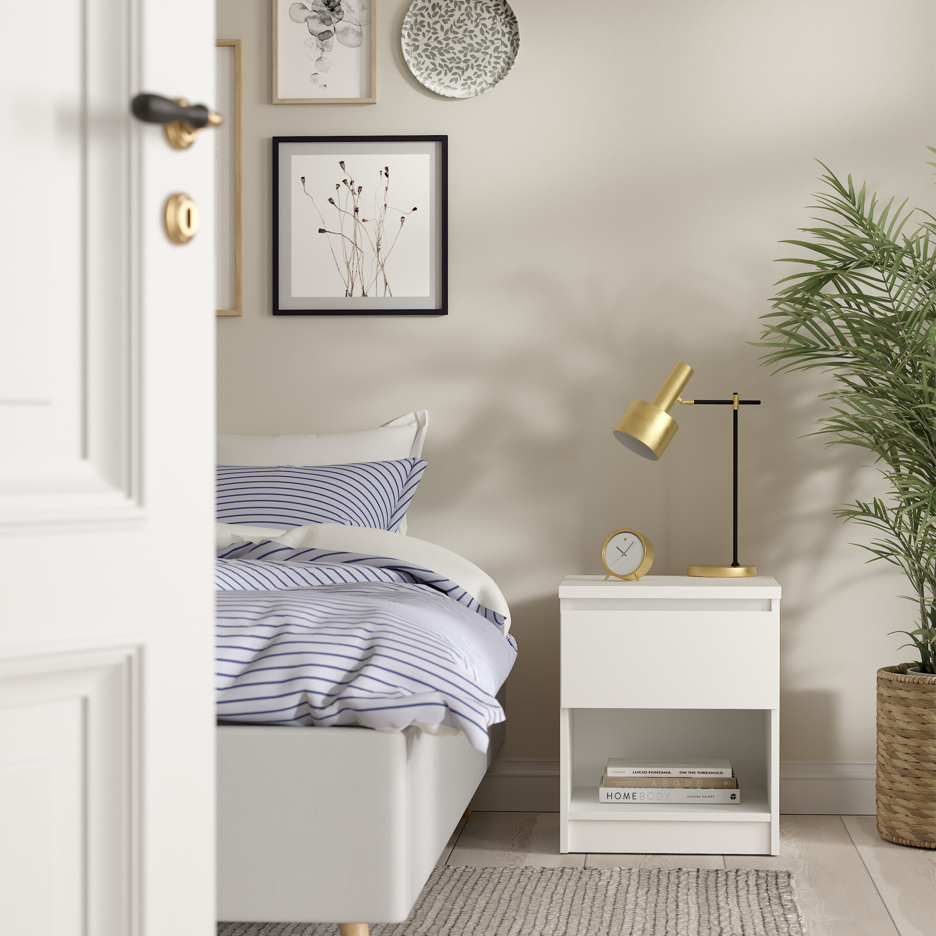 Naia Bedside 1 Drawer 1 Shelf in White – FTG, view 10
