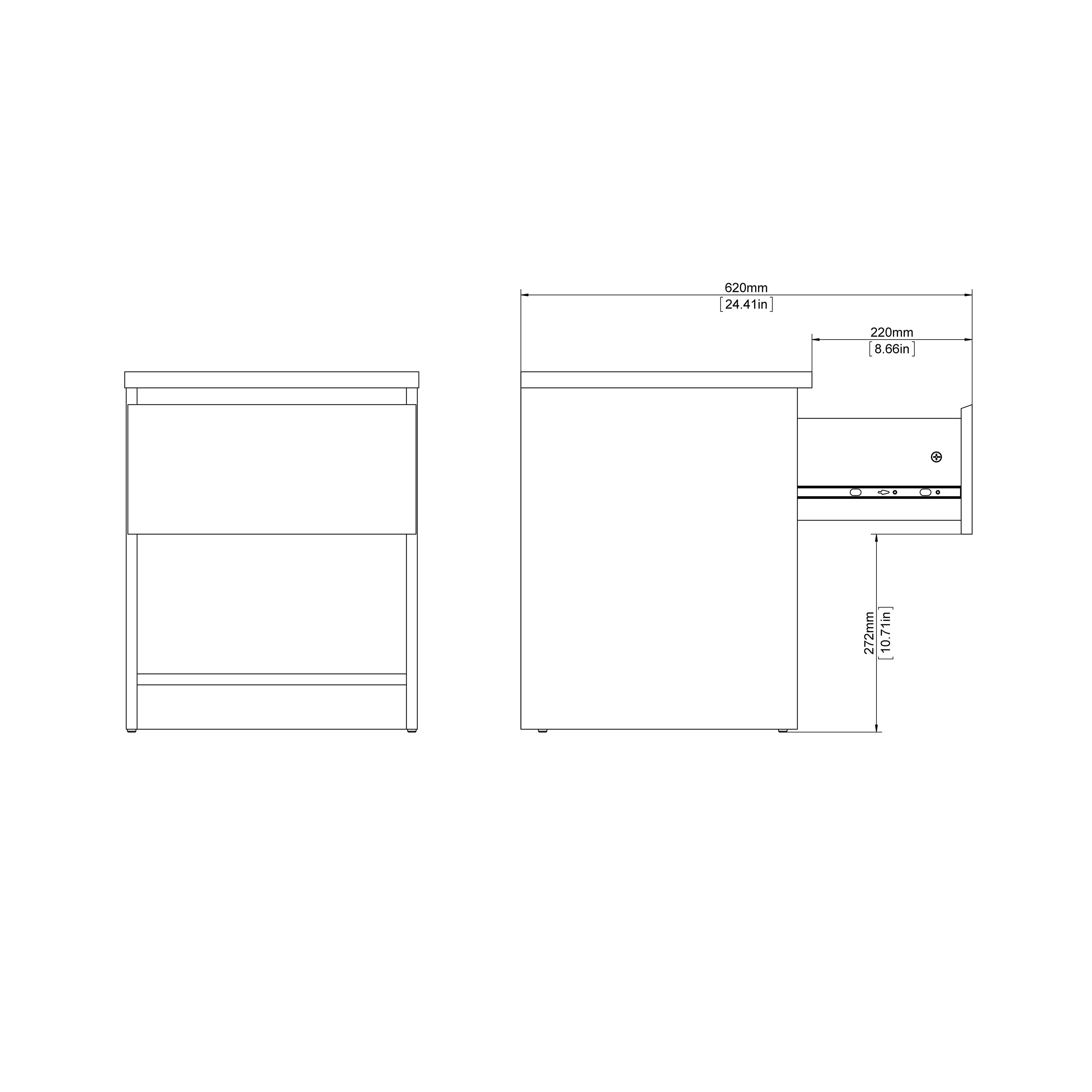 Naia Bedside 1 Drawer 1 Shelf in White – FTG, view 4
