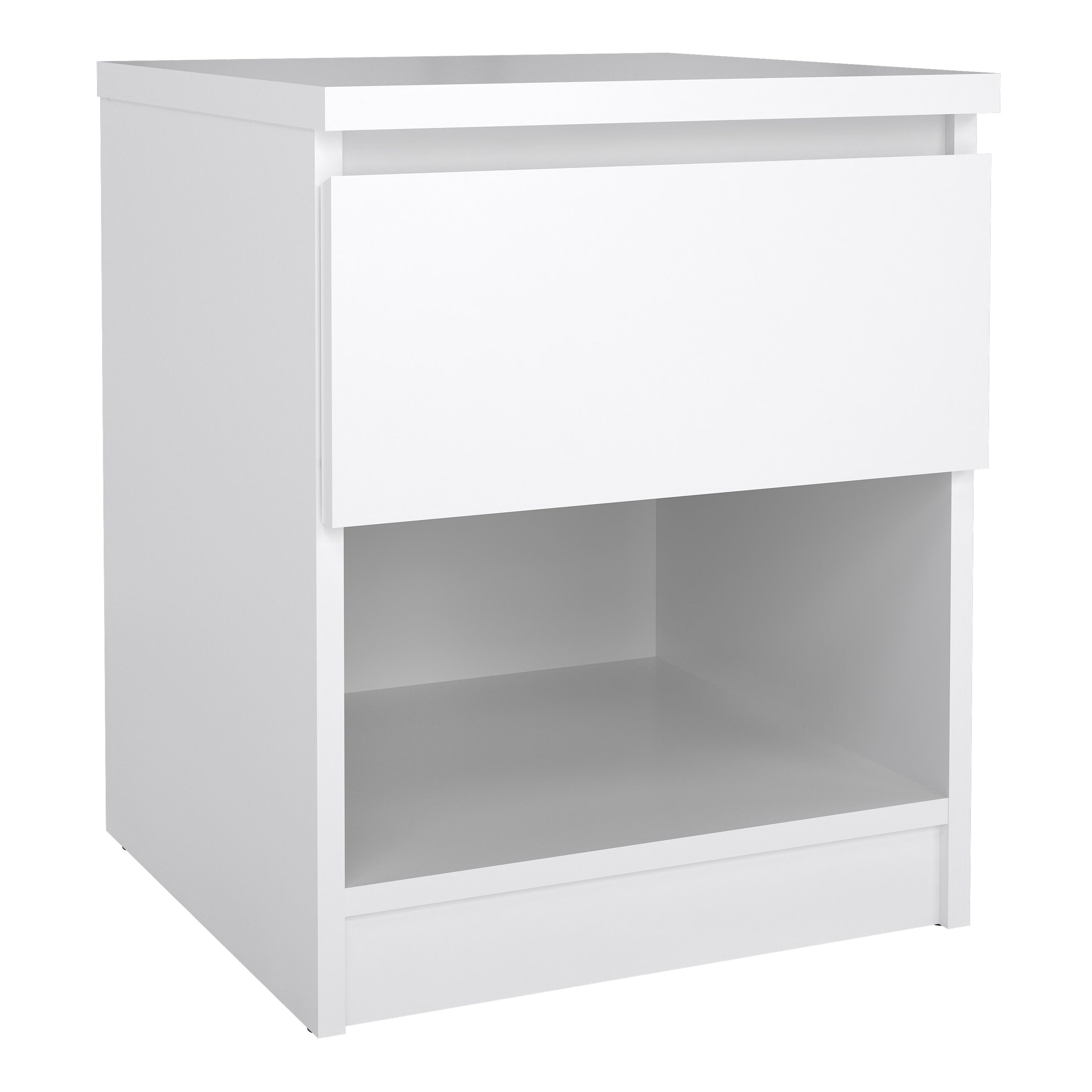 Naia Bedside 1 Drawer 1 Shelf in White High Gloss – FTG, view 8