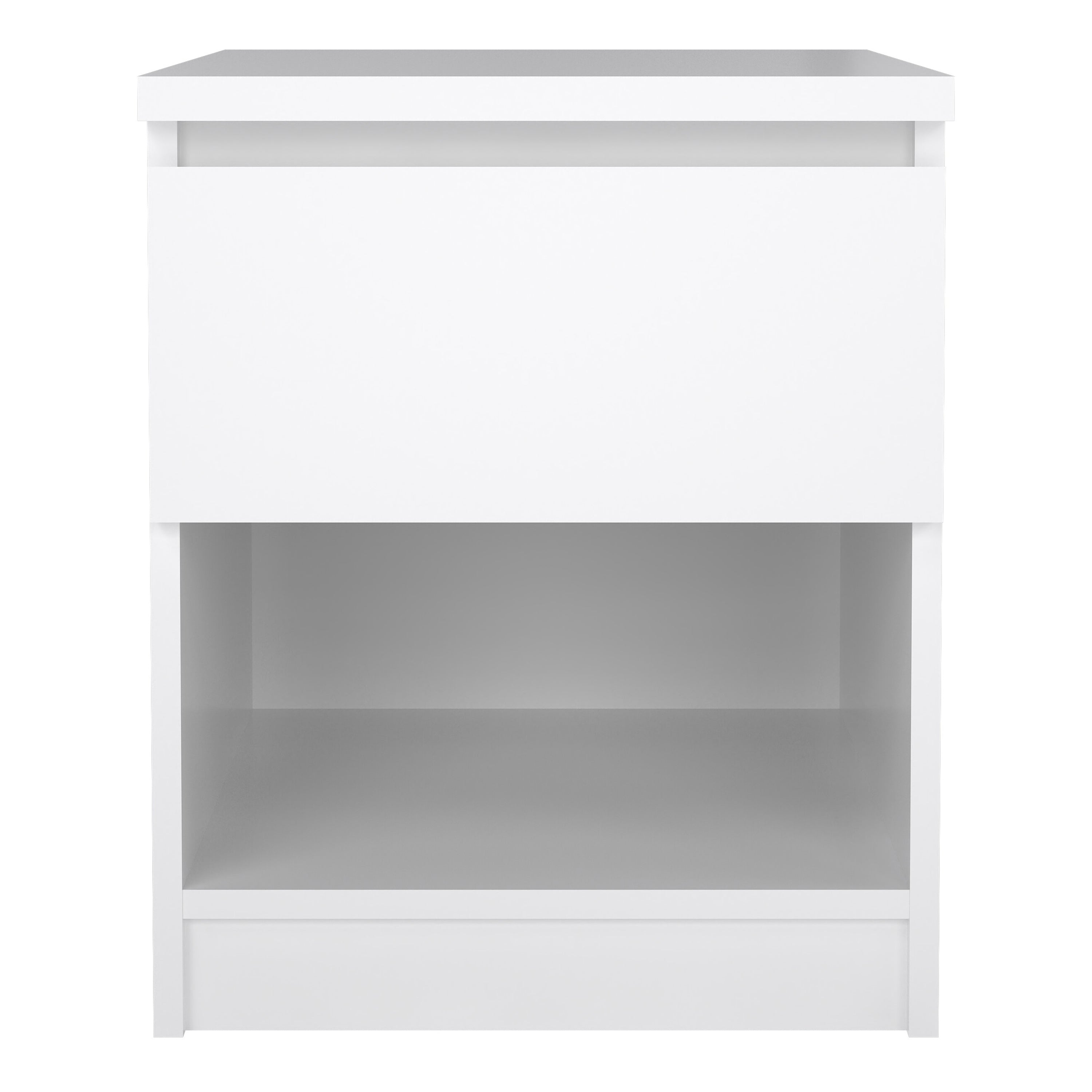 Naia Bedside 1 Drawer 1 Shelf in White High Gloss – FTG, view 9