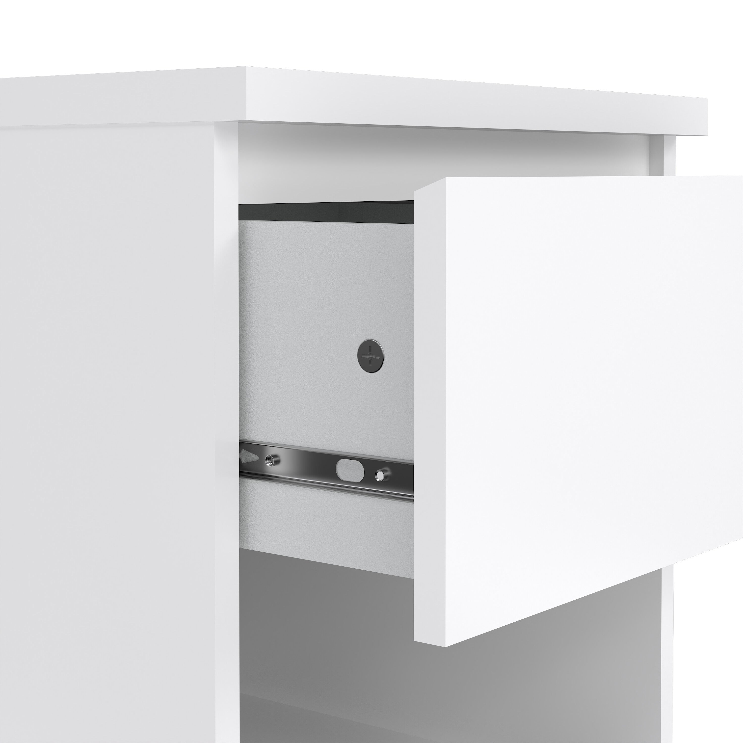 Naia Bedside 1 Drawer 1 Shelf in White High Gloss – FTG, view 3