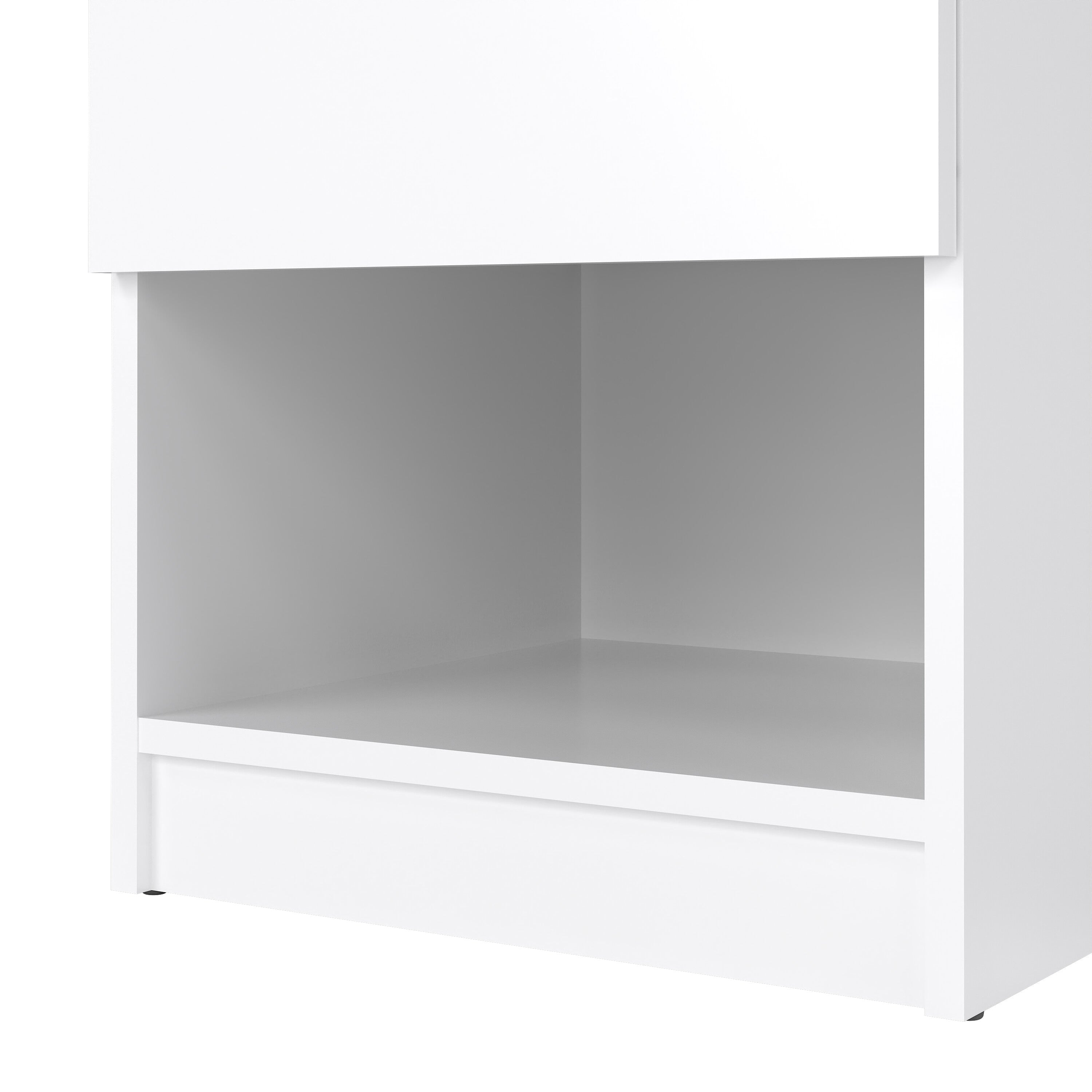 Naia Bedside 1 Drawer 1 Shelf in White High Gloss – FTG, view 4