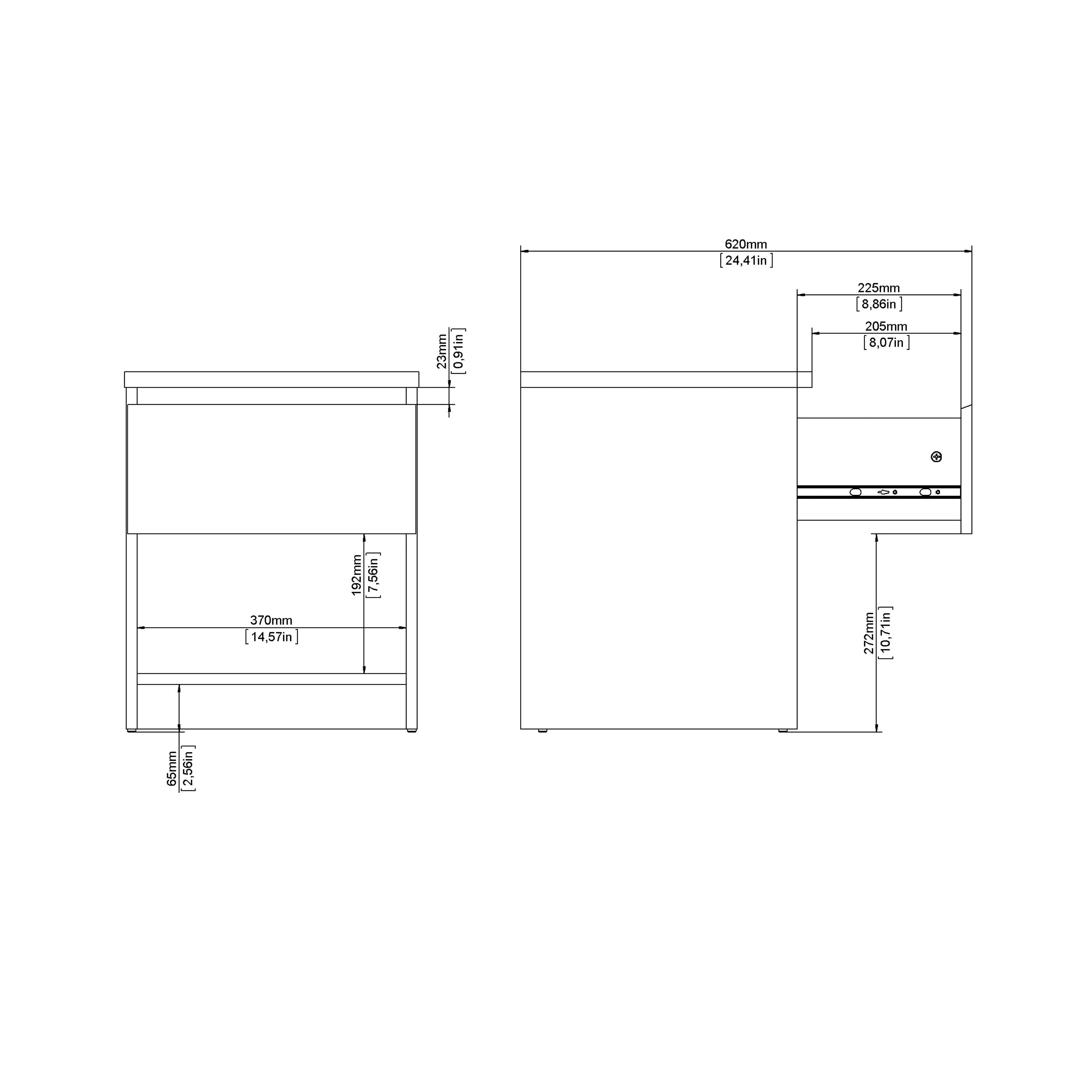 Naia Bedside 1 Drawer 1 Shelf in White High Gloss – FTG, view 6