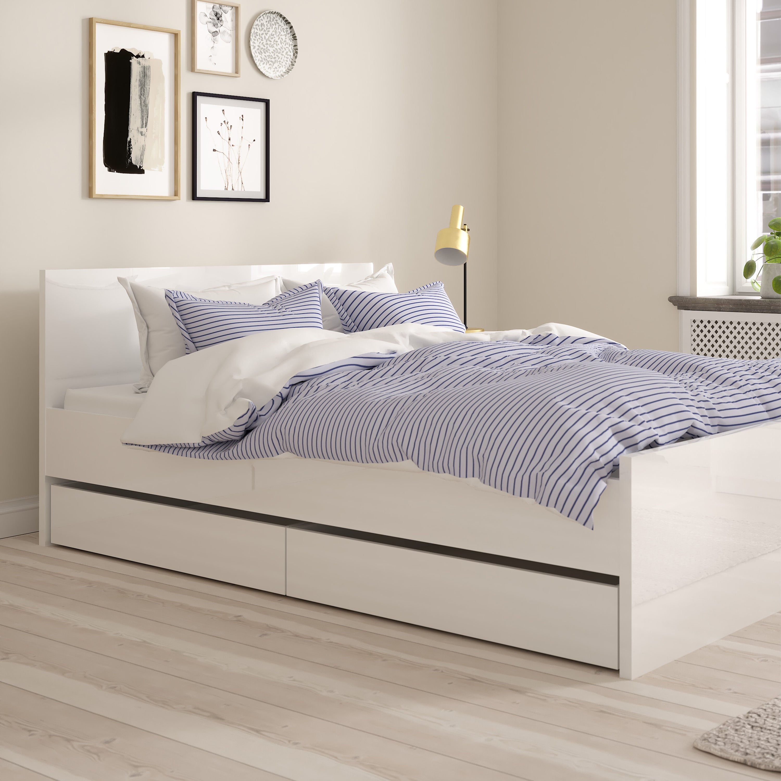 Naia Set of 2 Underbed Drawers (for Single or Double Beds) in White High Gloss – FTG, view 5