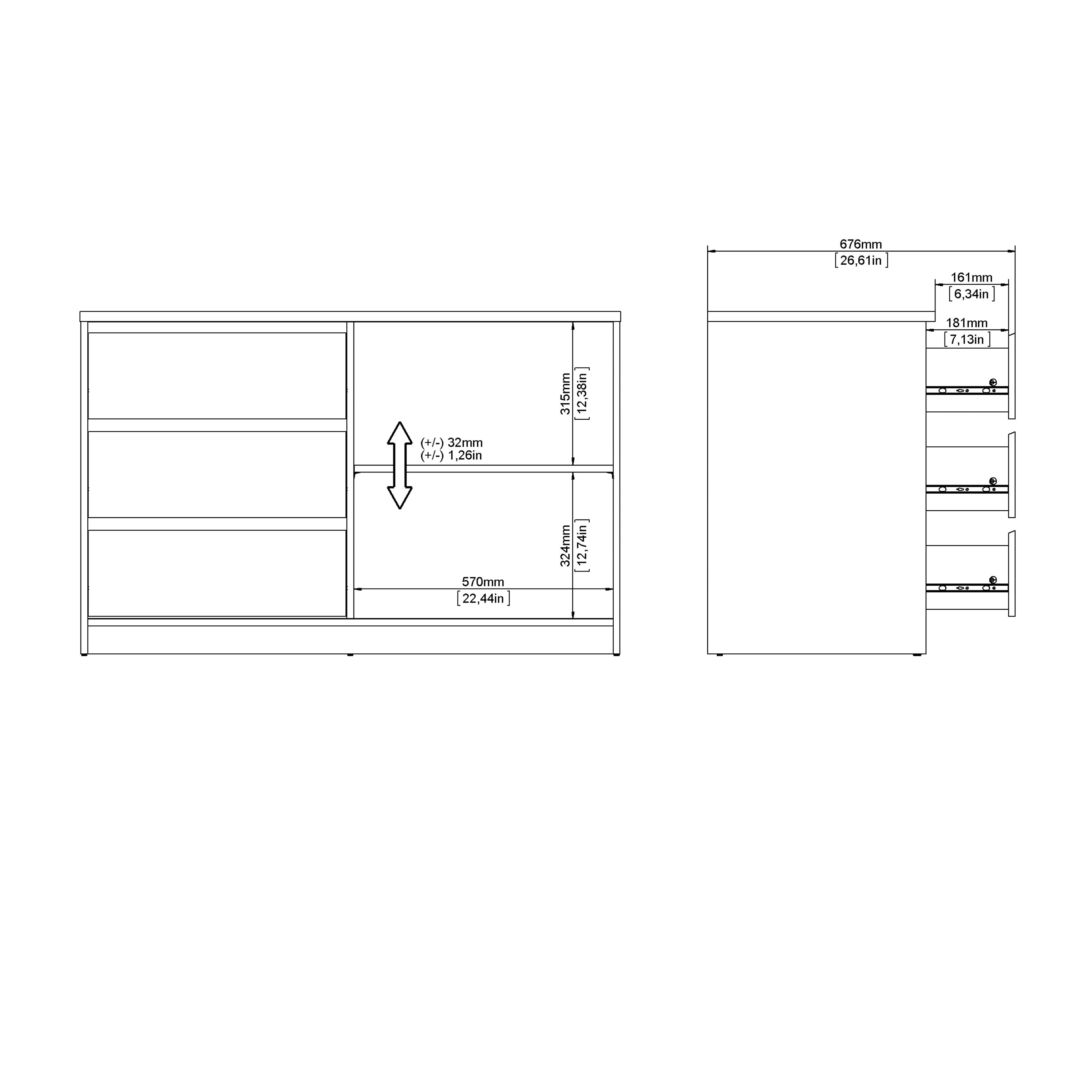 Naia Storage Unit with 1 Sliding Door and 3 Drawers in Jackson Hickory Oak – FTG, view 10