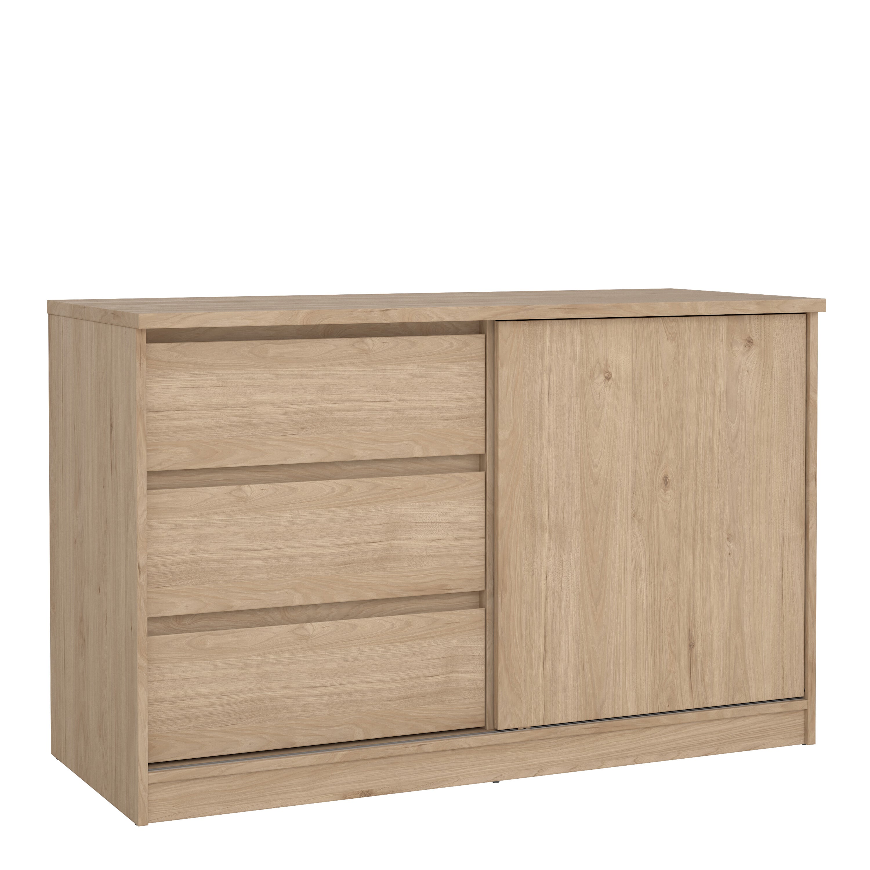 Naia Storage Unit with 1 Sliding Door and 3 Drawers in Jackson Hickory Oak – FTG