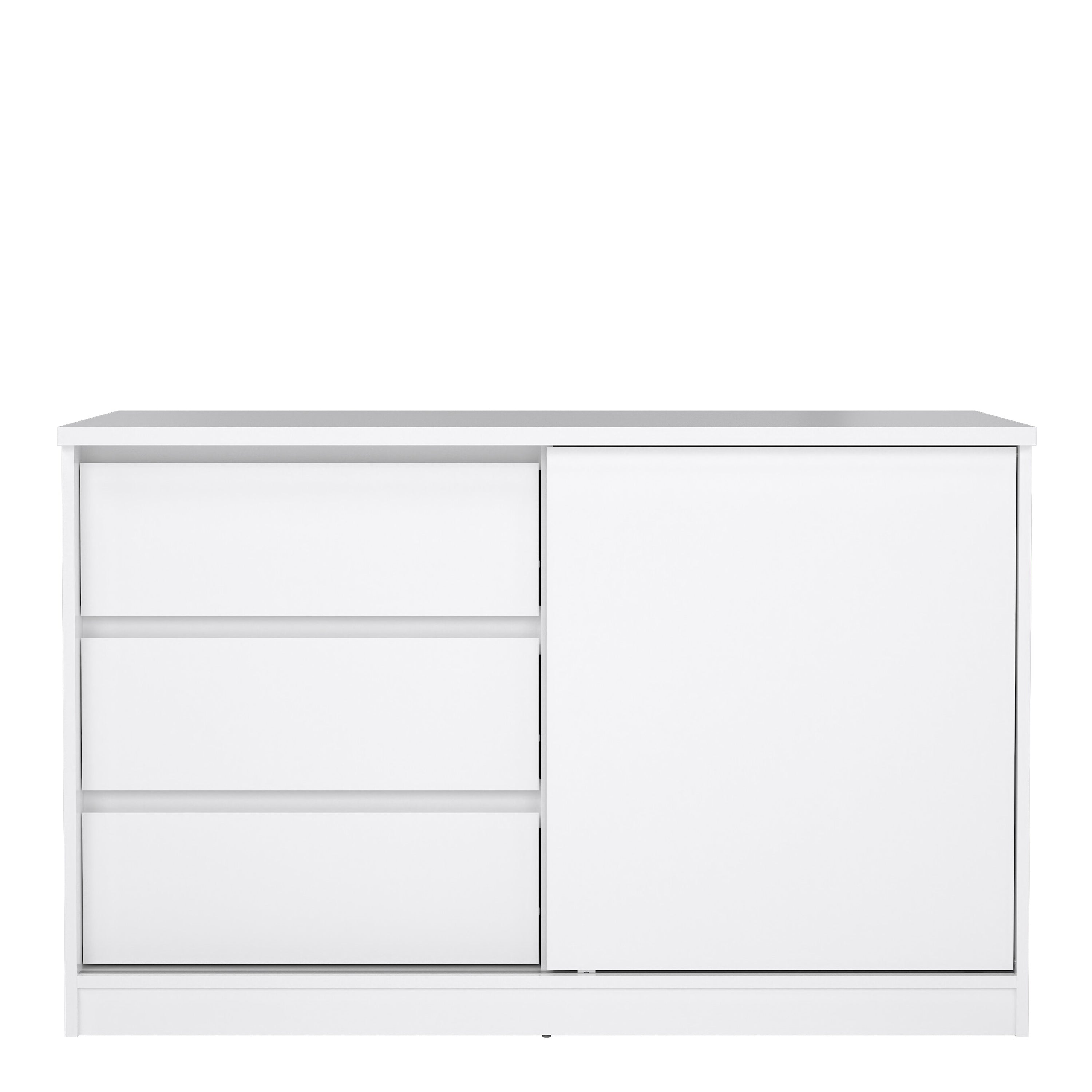 Naia Storage Unit with 1 Sliding Door and 3 Drawers in White High Gloss – FTG, view 2
