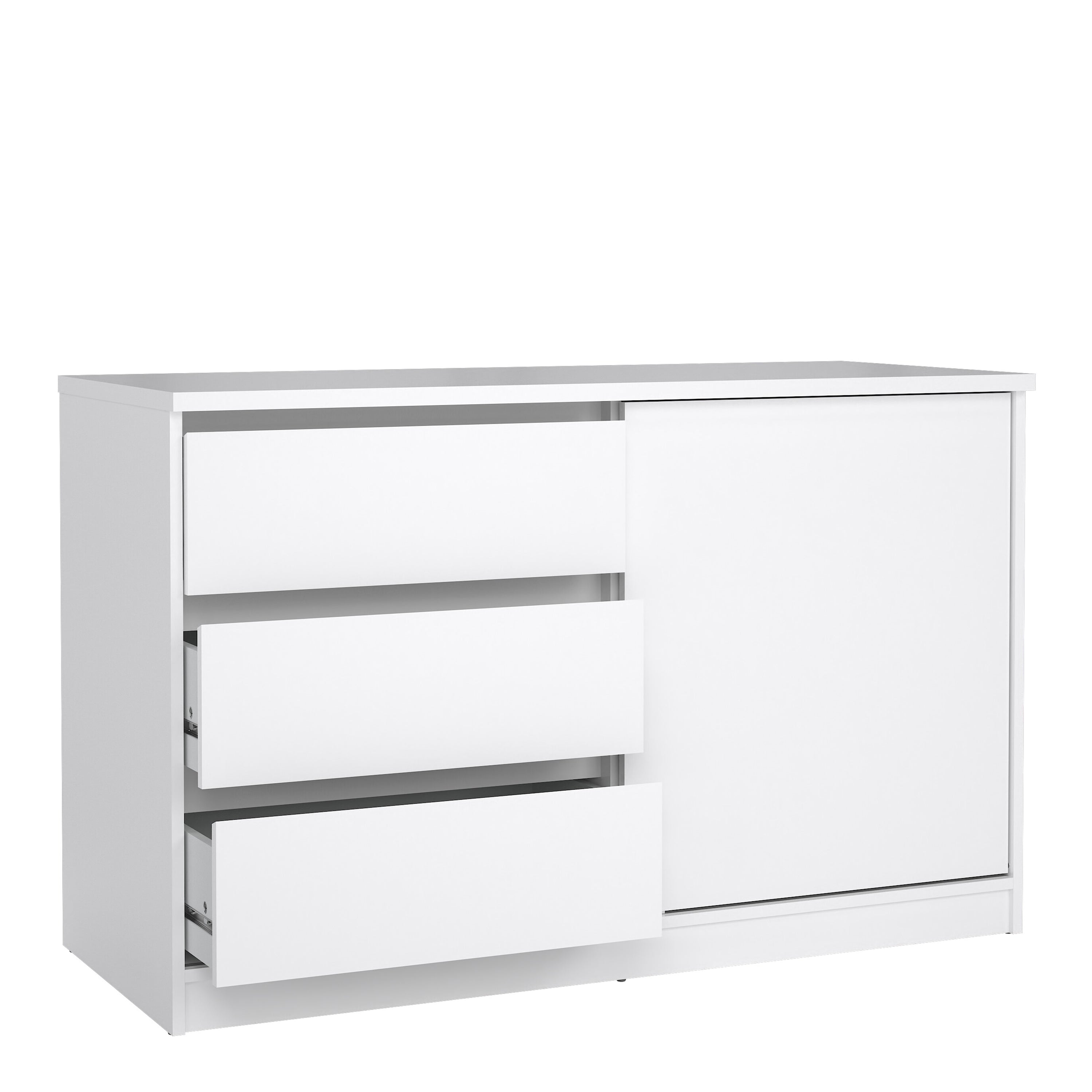Naia Storage Unit with 1 Sliding Door and 3 Drawers in White High Gloss – FTG, view 4