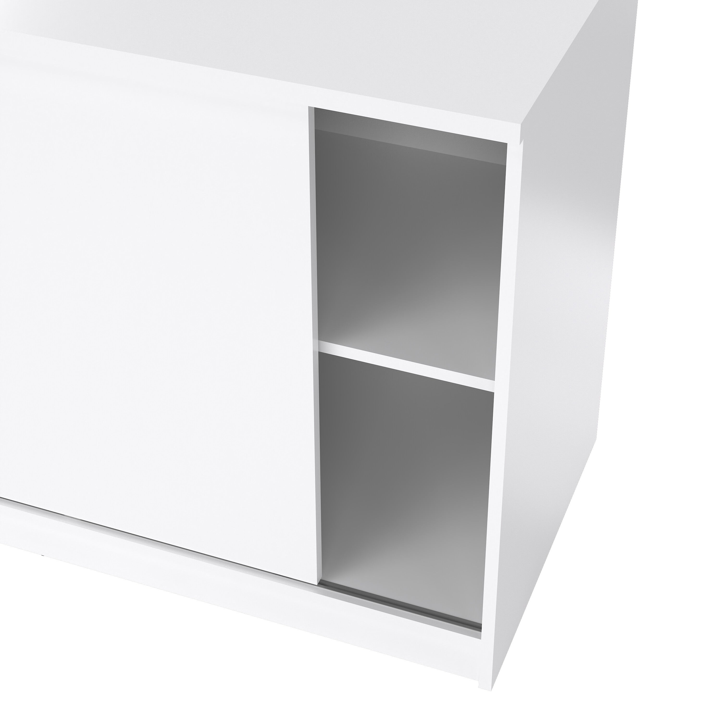Naia Storage Unit with 1 Sliding Door and 3 Drawers in White High Gloss – FTG, view 8