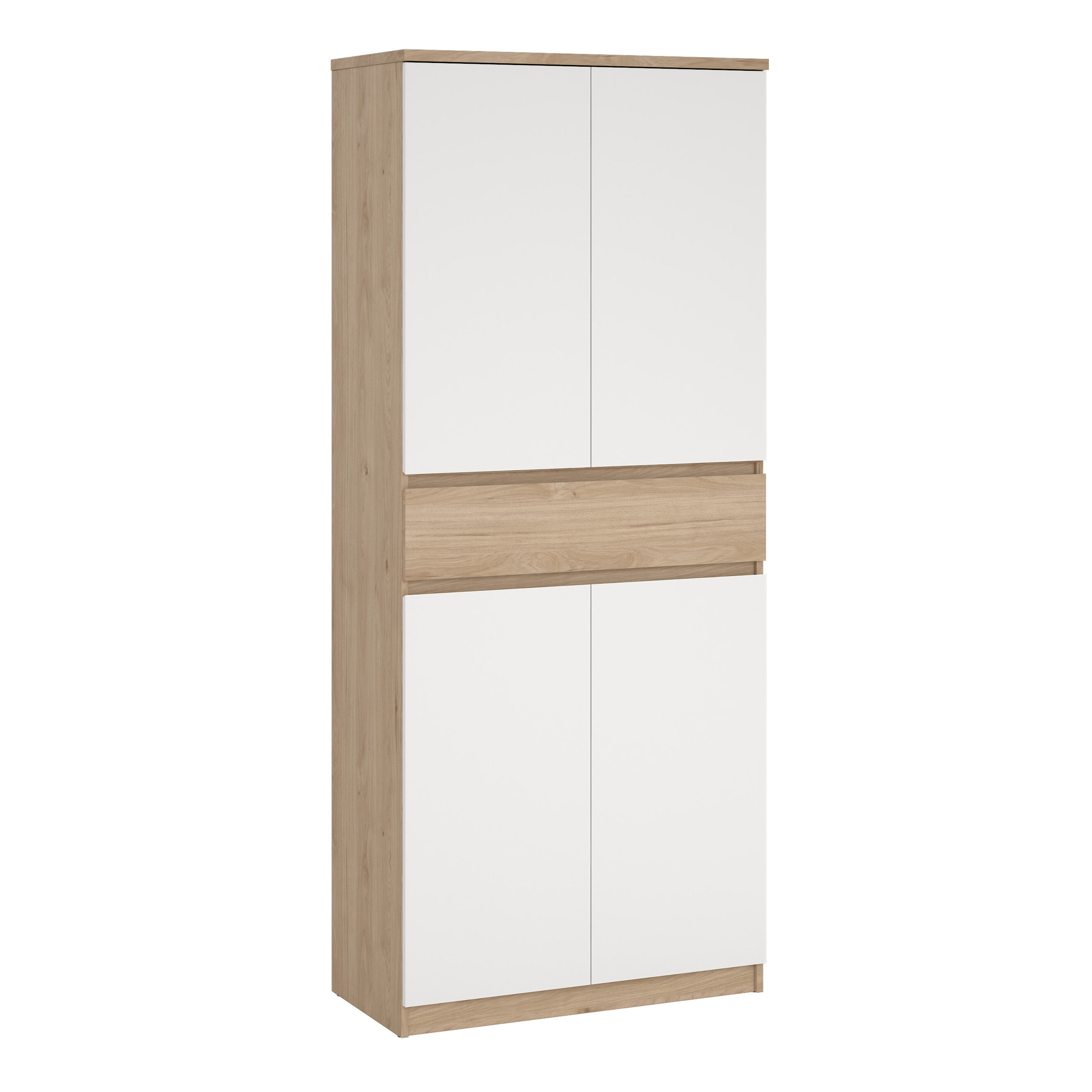 Naia Shoe Cabinet with 4 Doors 1 Drawer in Jackson Hickory Oak and White – FTG