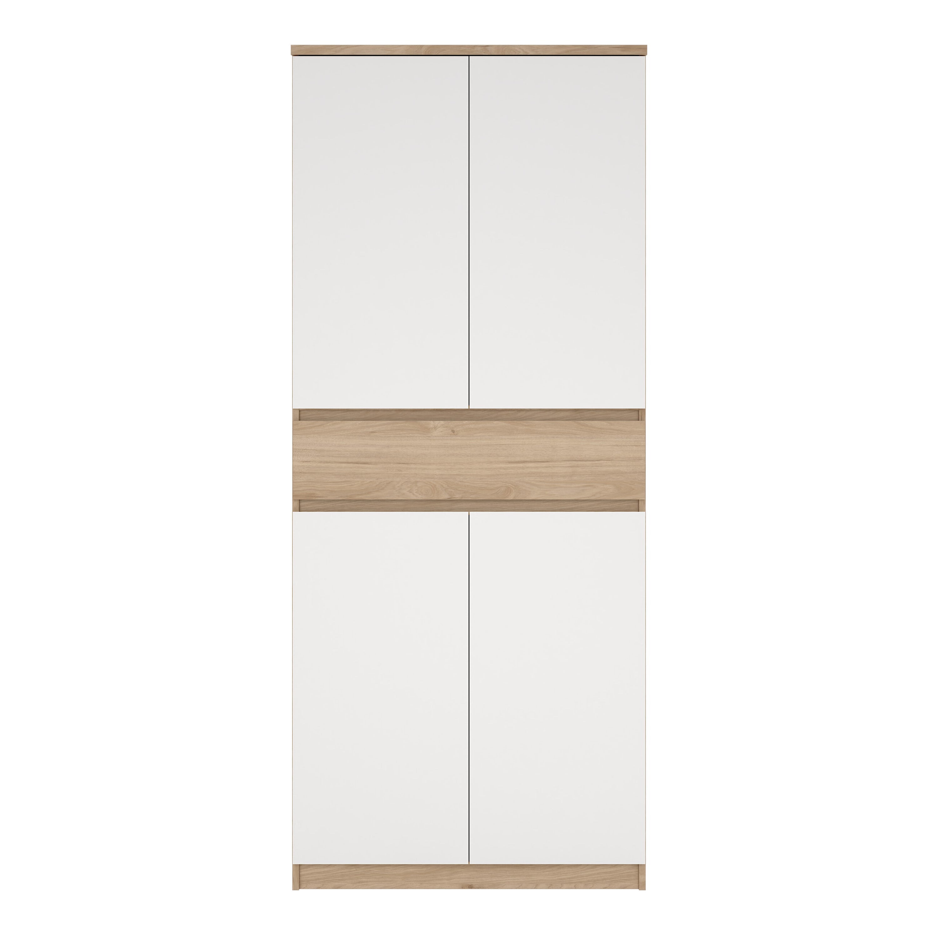 Naia Shoe Cabinet with 4 Doors 1 Drawer in Jackson Hickory Oak and White – FTG, view 2