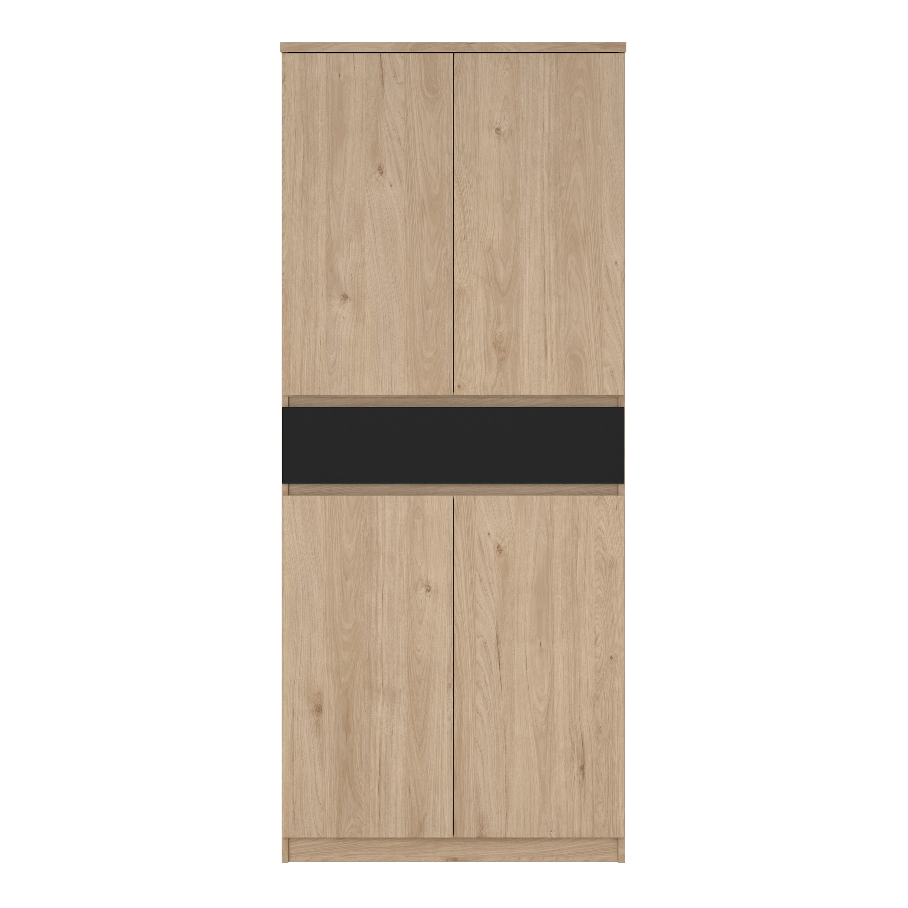 Naia Shoe Cabinet with 4 Doors 1 Drawer in Jackson Hickory Oak and Black – FTG, view 2