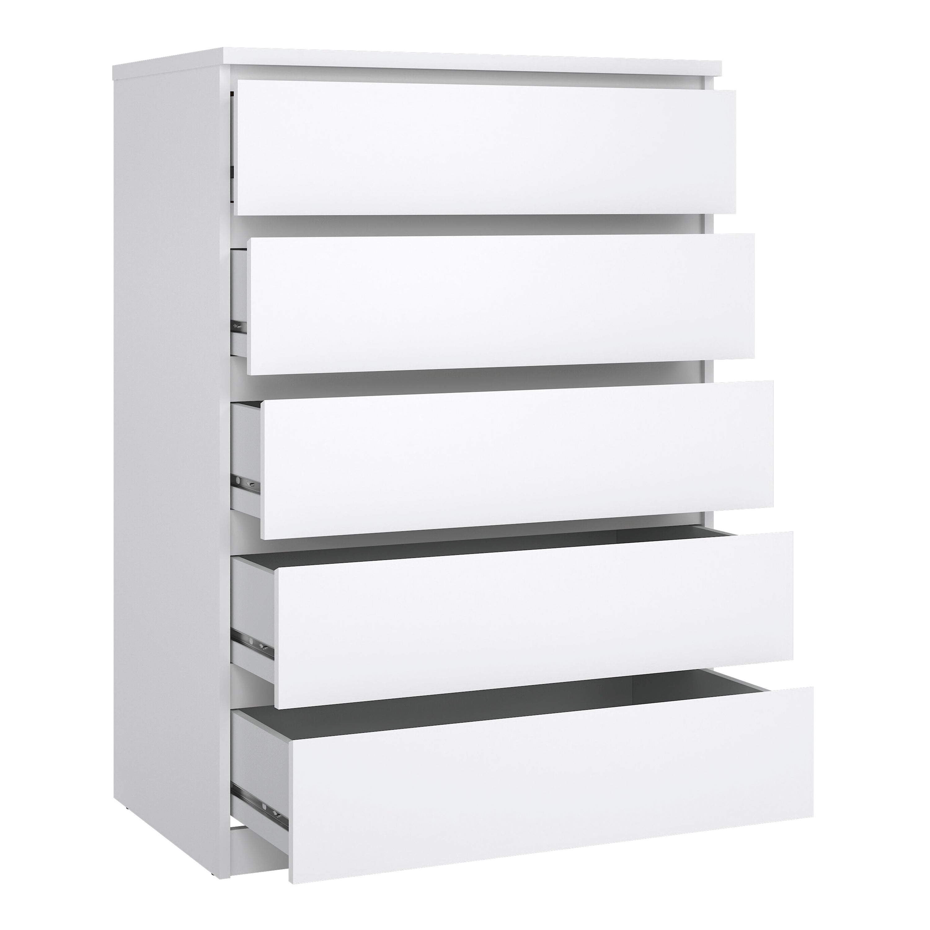 Naia Package - Bedside 3 Drawers + Chest of 5 Drawers + Wardrobe with 2 Doors + 1 Drawer in White High Gloss – FTG, view 6
