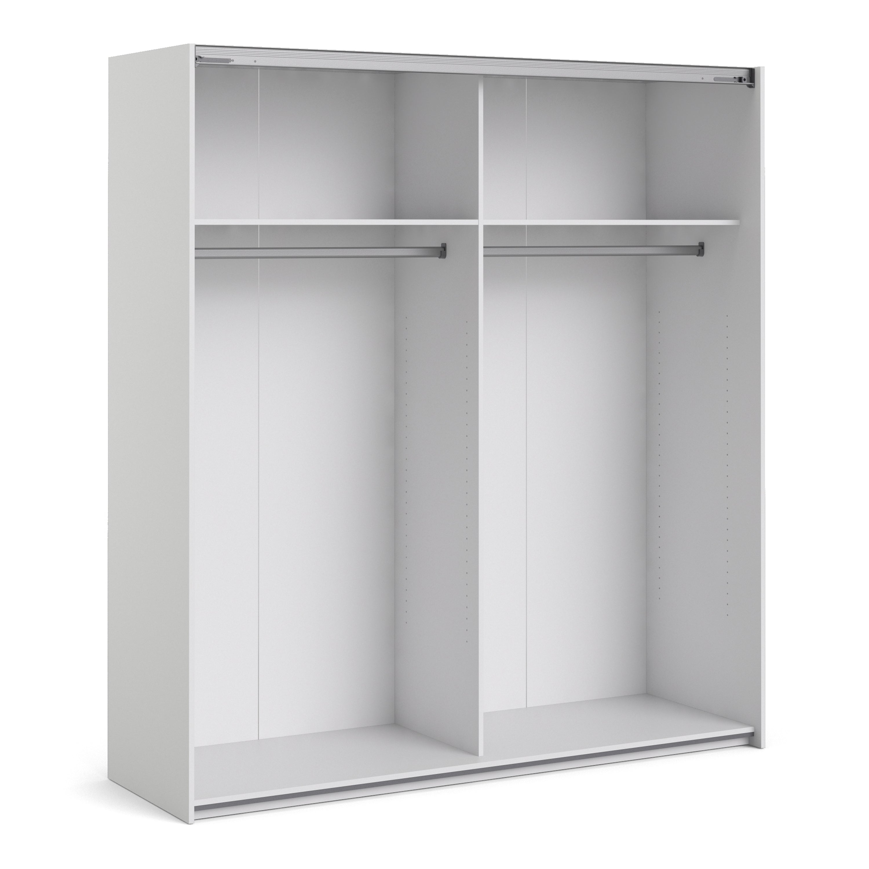 Verona Sliding Wardrobe 180cm in White with Mirror Doors with 2 Shelves – FTG, view 12