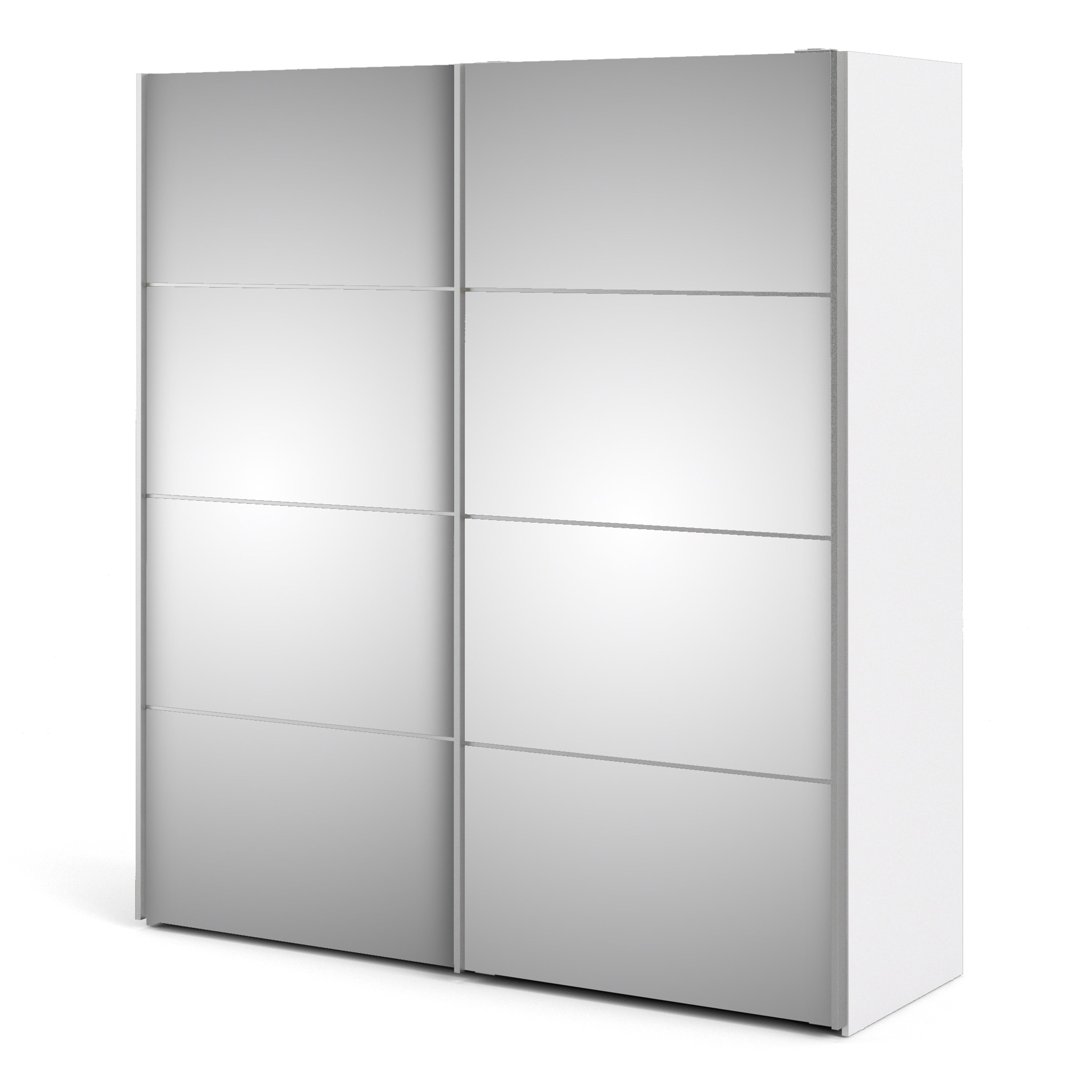 Verona Sliding Wardrobe 180cm in White with Mirror Doors with 2 Shelves – FTG, view 3