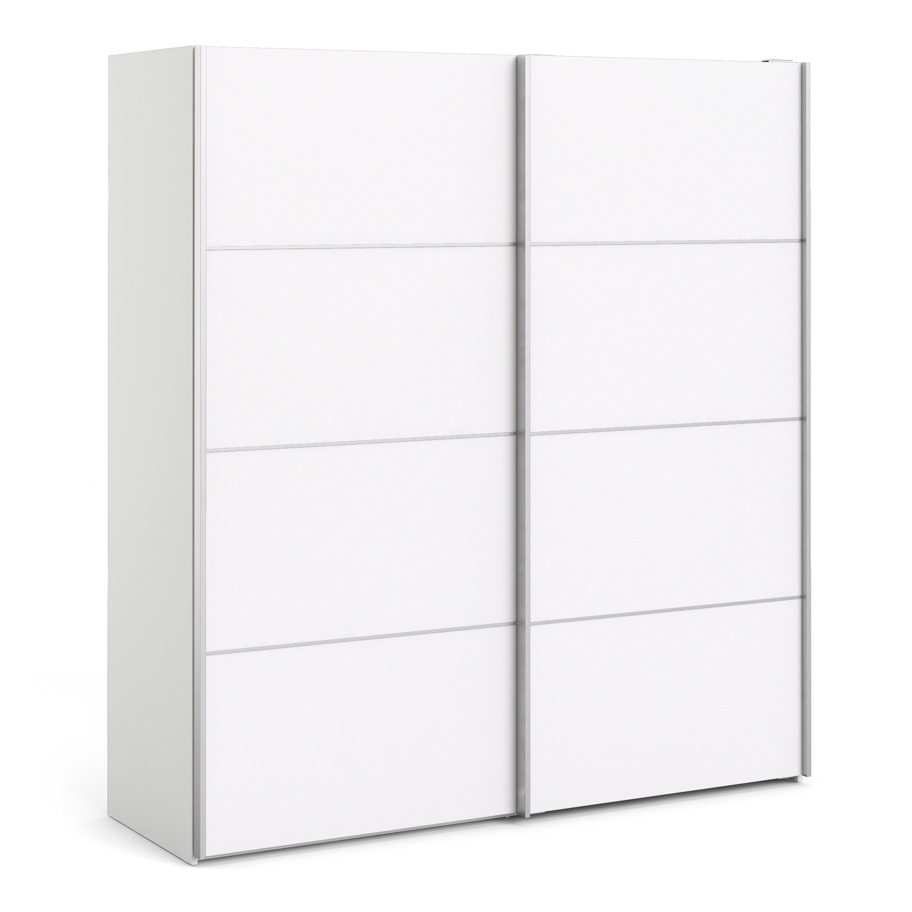 N/A Verona Sliding Wardrobe 180cm in White with White Doors with 5 Shelves