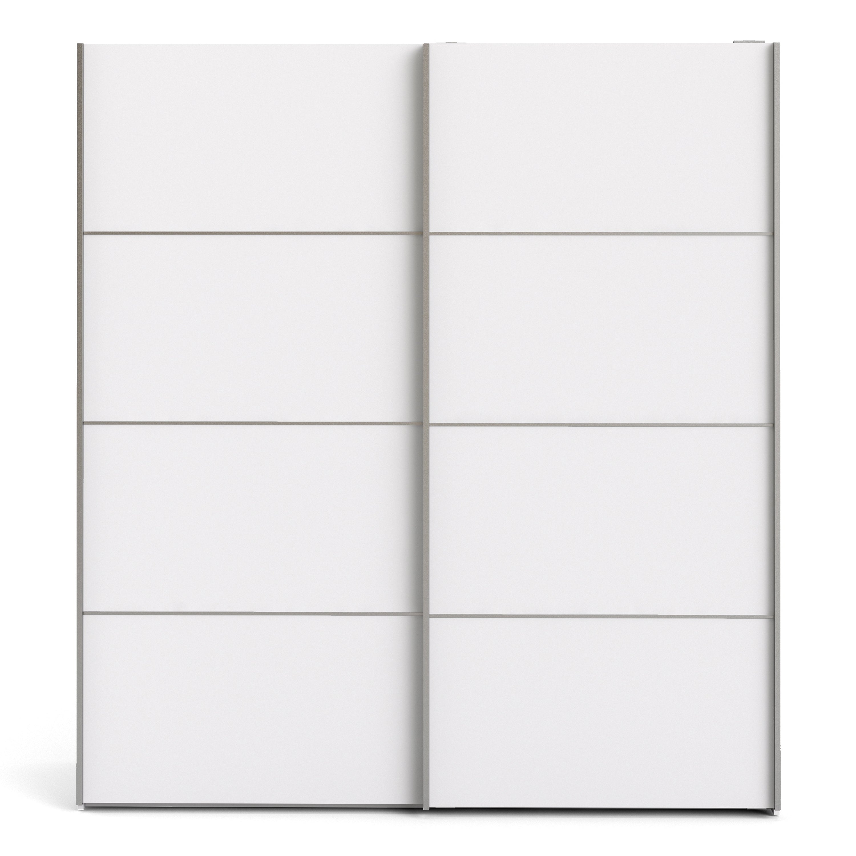 N/A Verona Sliding Wardrobe 180cm in White with White Doors with 5 Shelves