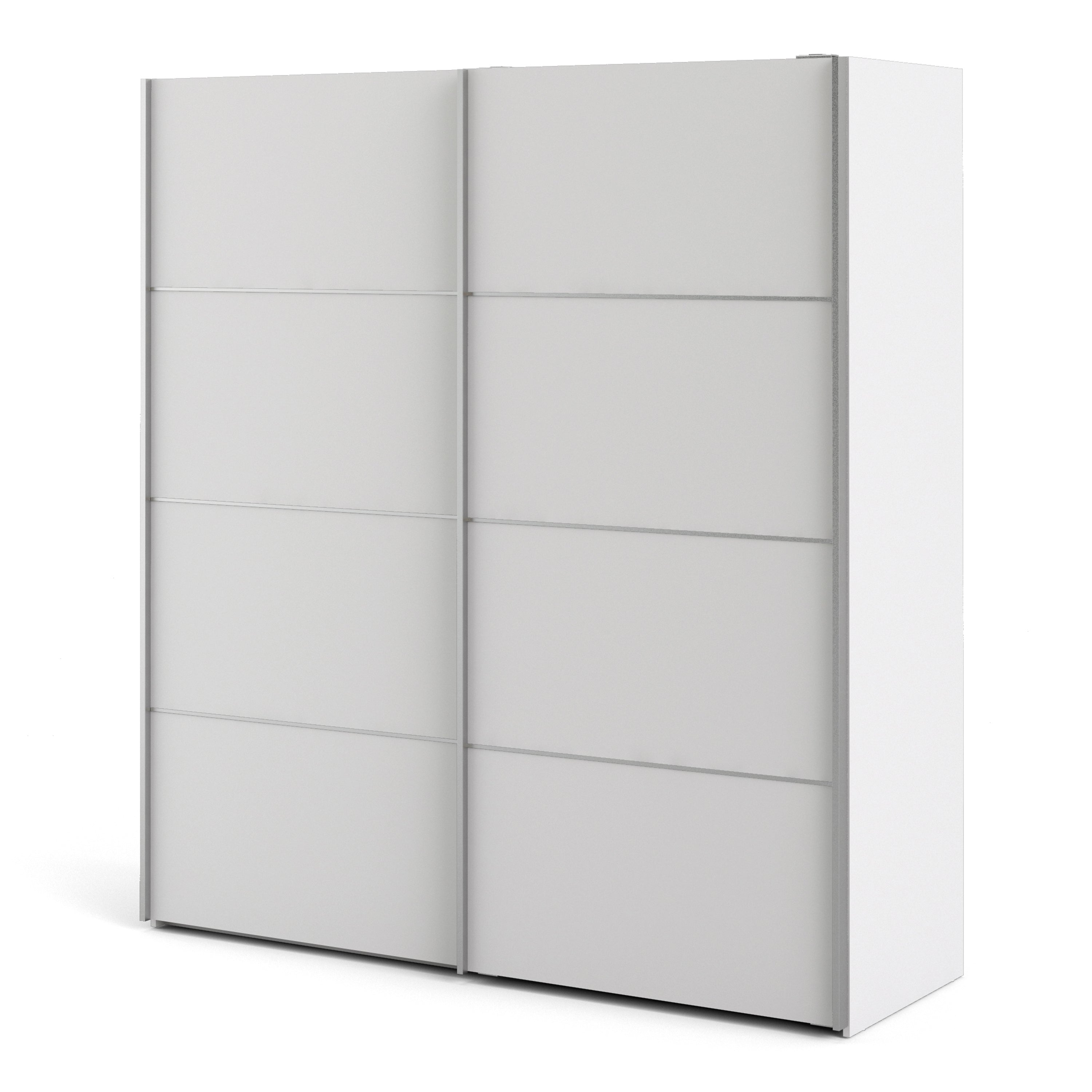 N/A Verona Sliding Wardrobe 180cm in White with White Doors with 5 Shelves