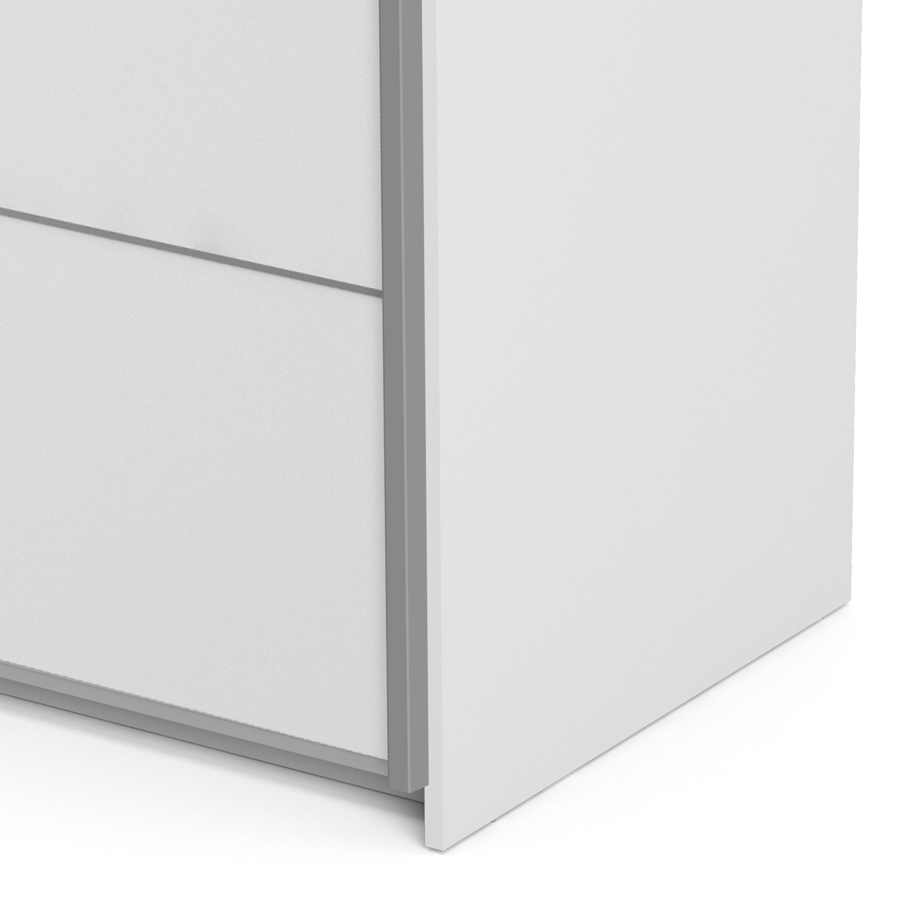 N/A Verona Sliding Wardrobe 180cm in White with White Doors with 5 Shelves