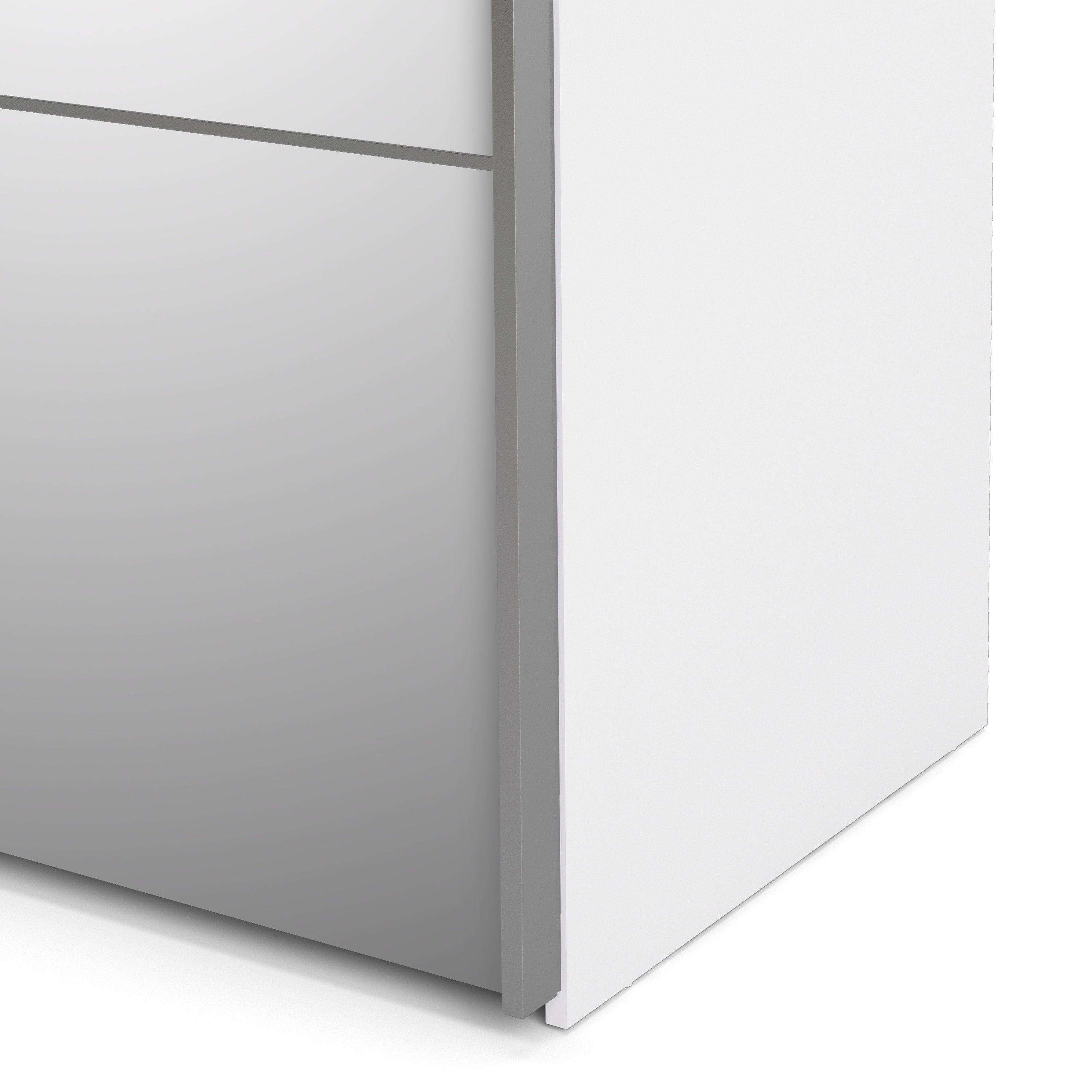 Verona Sliding Wardrobe 180cm in White with Mirror Doors with 5 Shelves – FTG, view 7