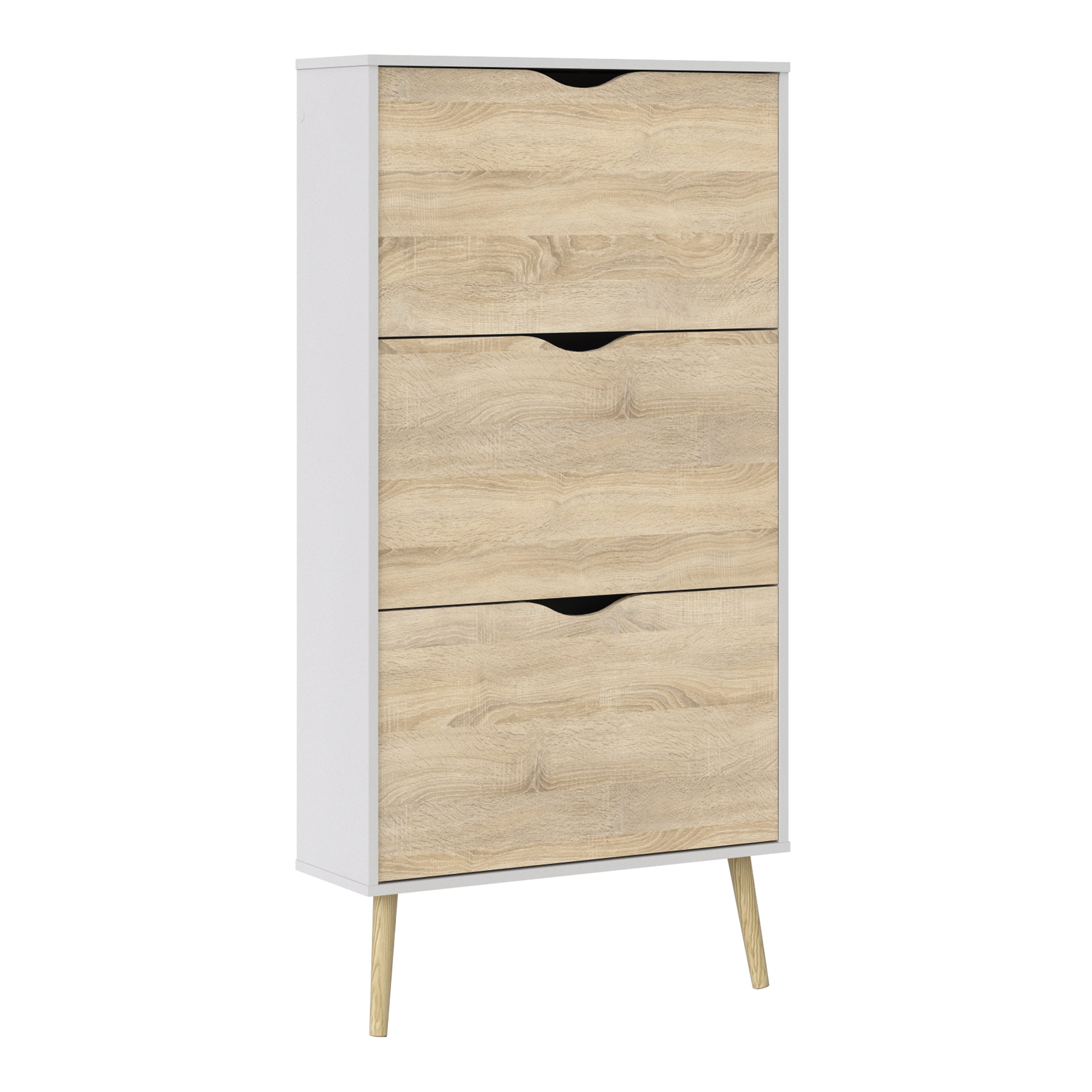 Oslo Shoe Cabinet 3 Drawers in White and Oak – FTG