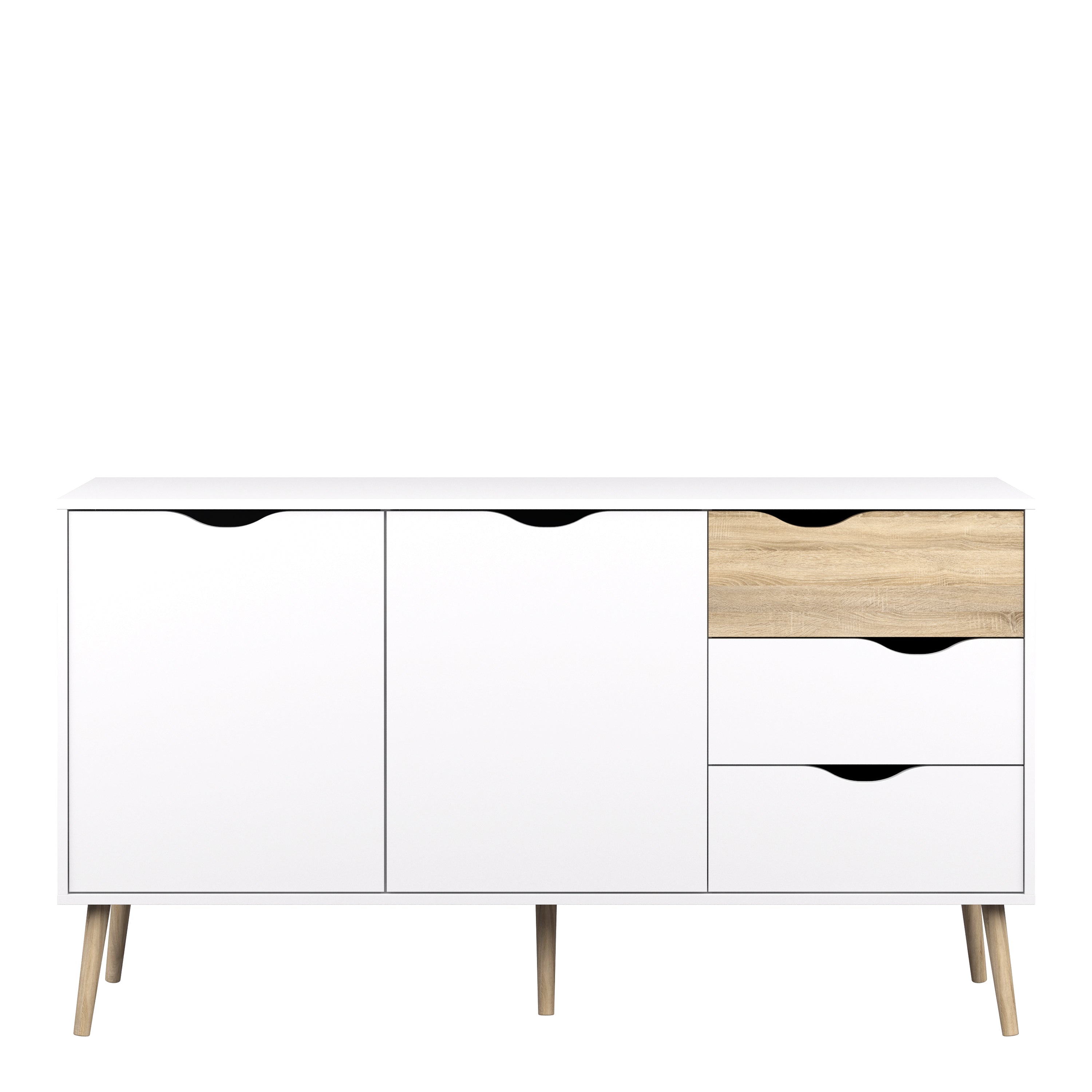 Oslo Sideboard Large 3 Drawers 2 Doors in White and Oak – FTG, view 2