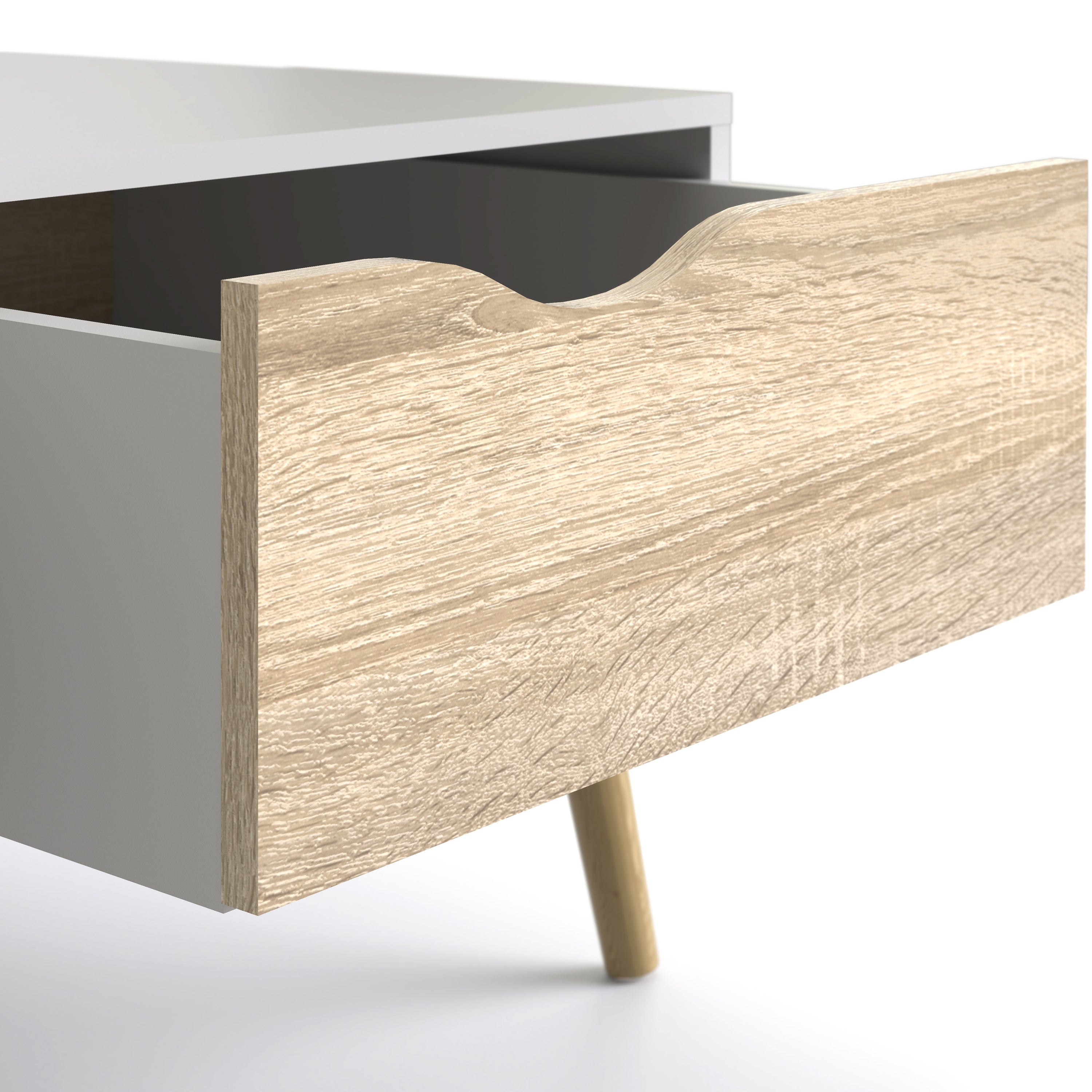 Oslo Coffee Table 1 Drawer 1 Shelf in White and Oak – FTG, view 9