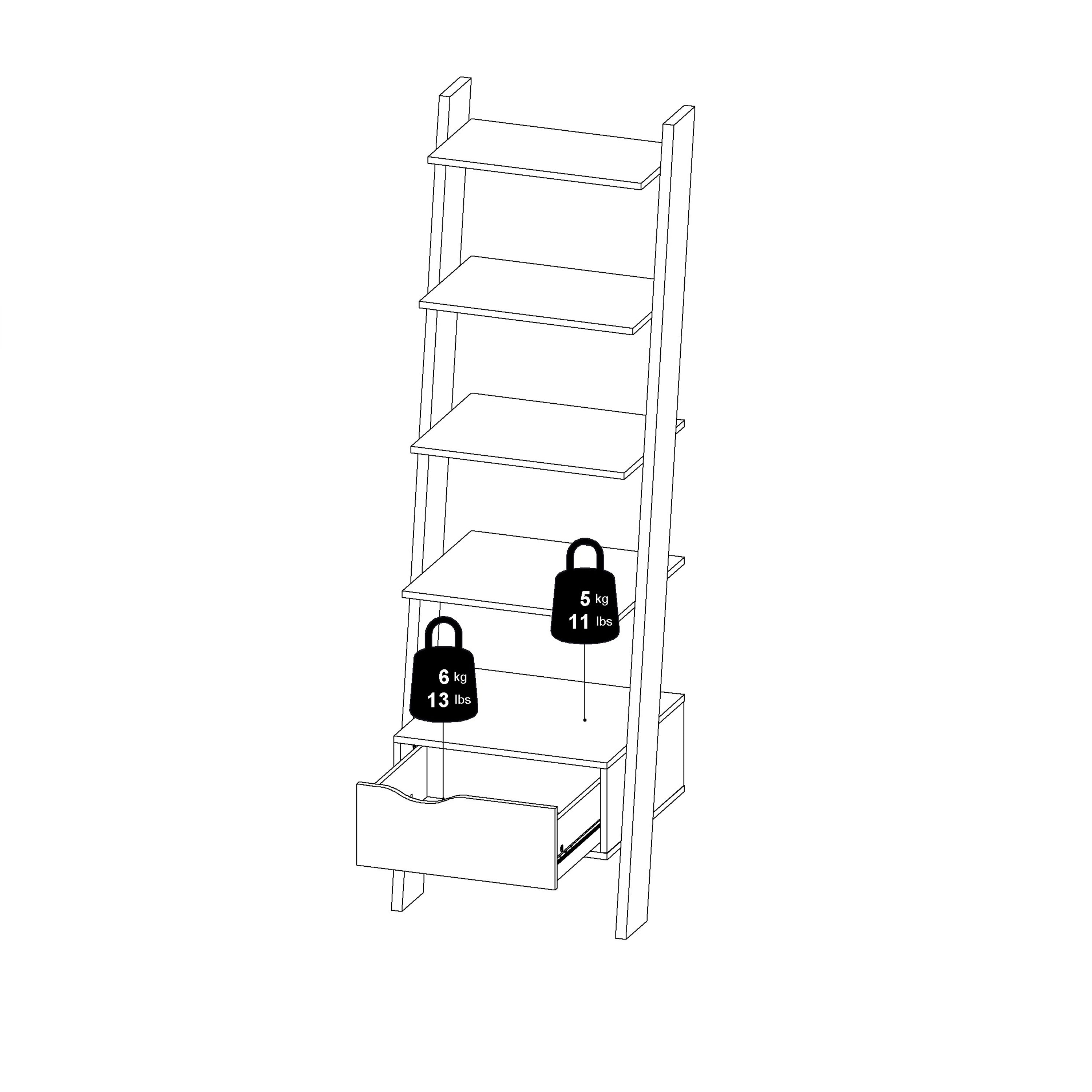 Oslo Leaning Bookcase 1 Drawer in White and Oak – FTG, view 13