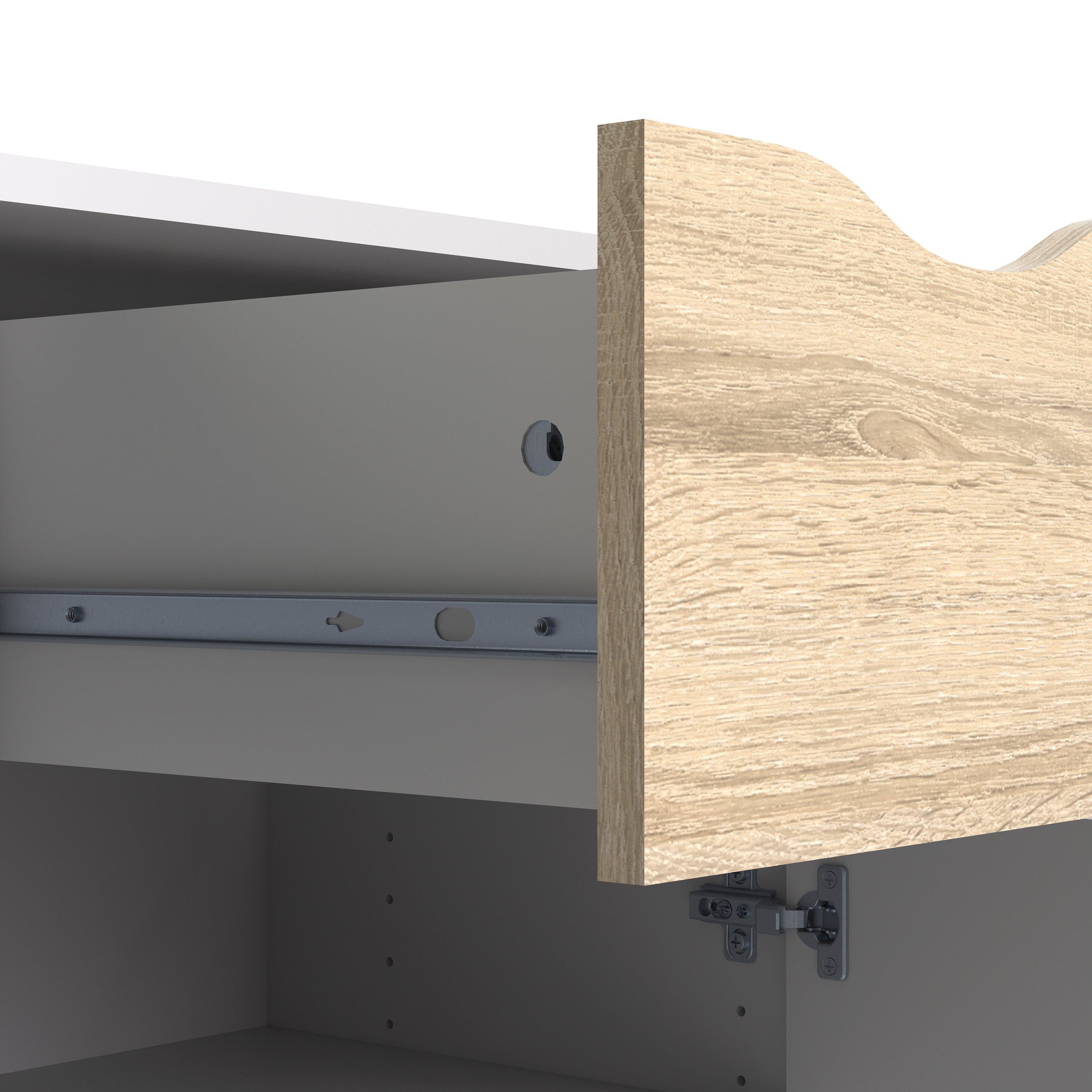 Oslo Sideboard Small 1 Drawer 2 Doors in White and Oak – FTG, view 10