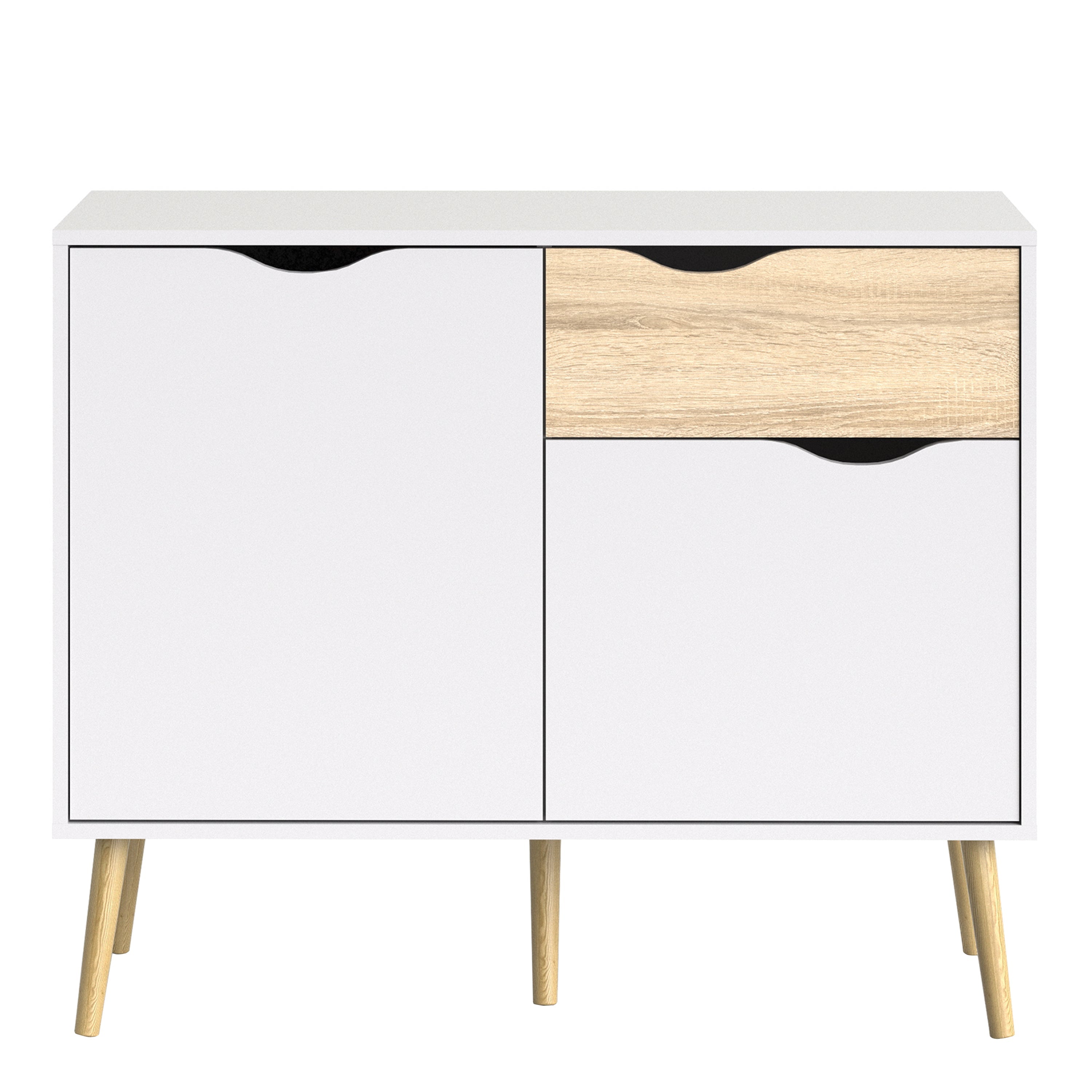 Oslo Sideboard Small 1 Drawer 2 Doors in White and Oak – FTG, view 2