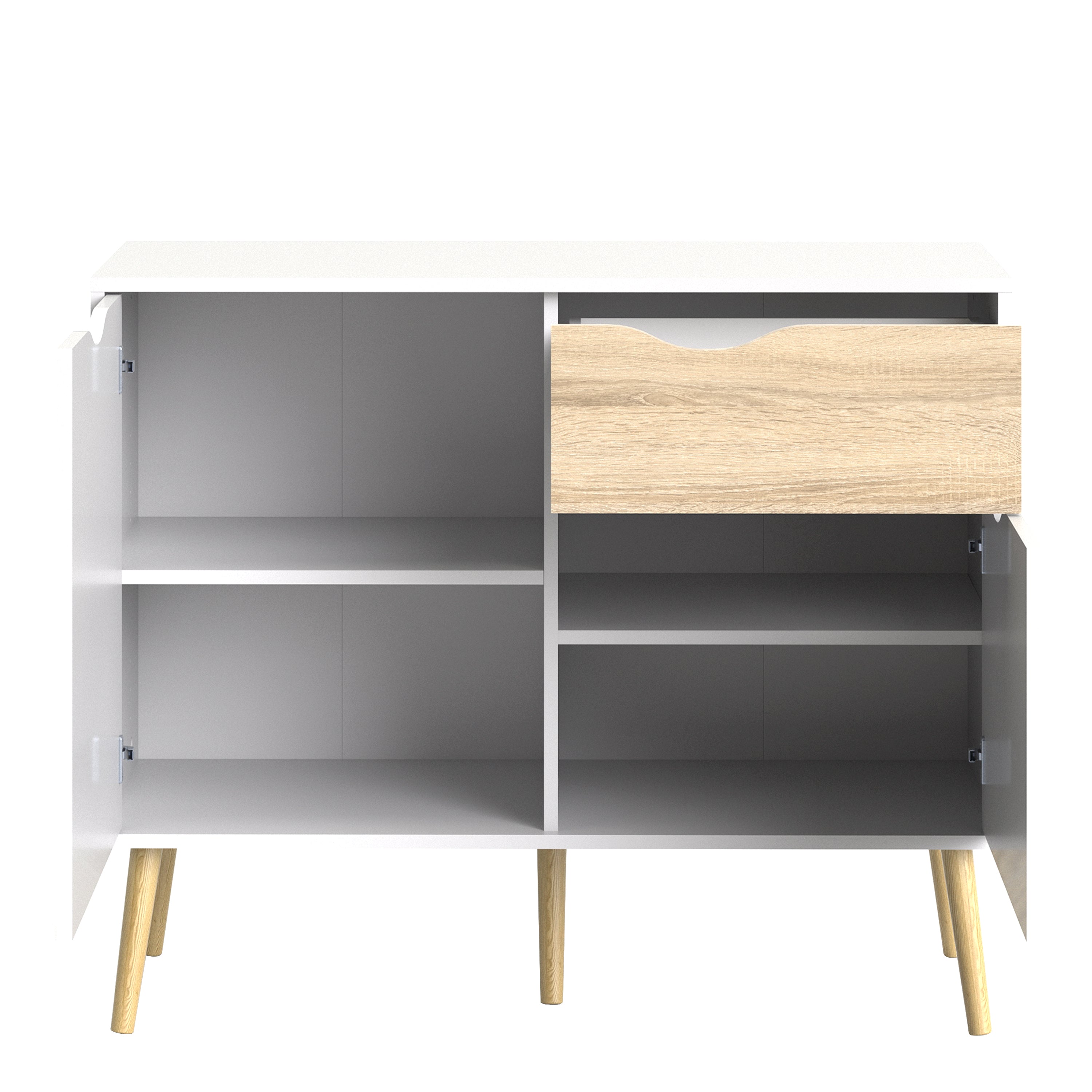 Oslo Sideboard Small 1 Drawer 2 Doors in White and Oak – FTG, view 5
