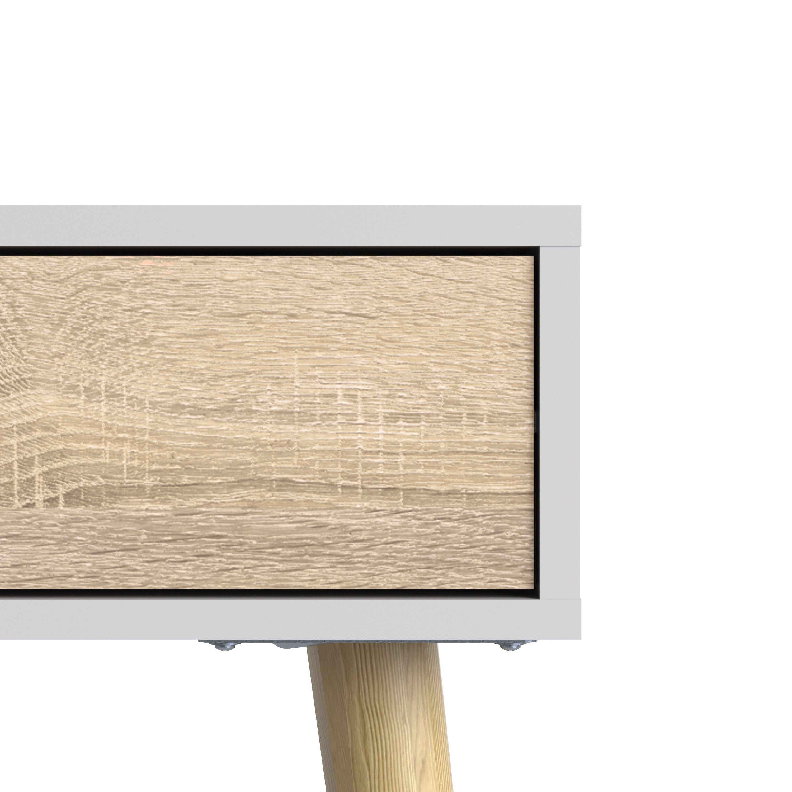 Oslo Console Table 1 Drawer 1 Shelf in White and Oak – FTG, view 6