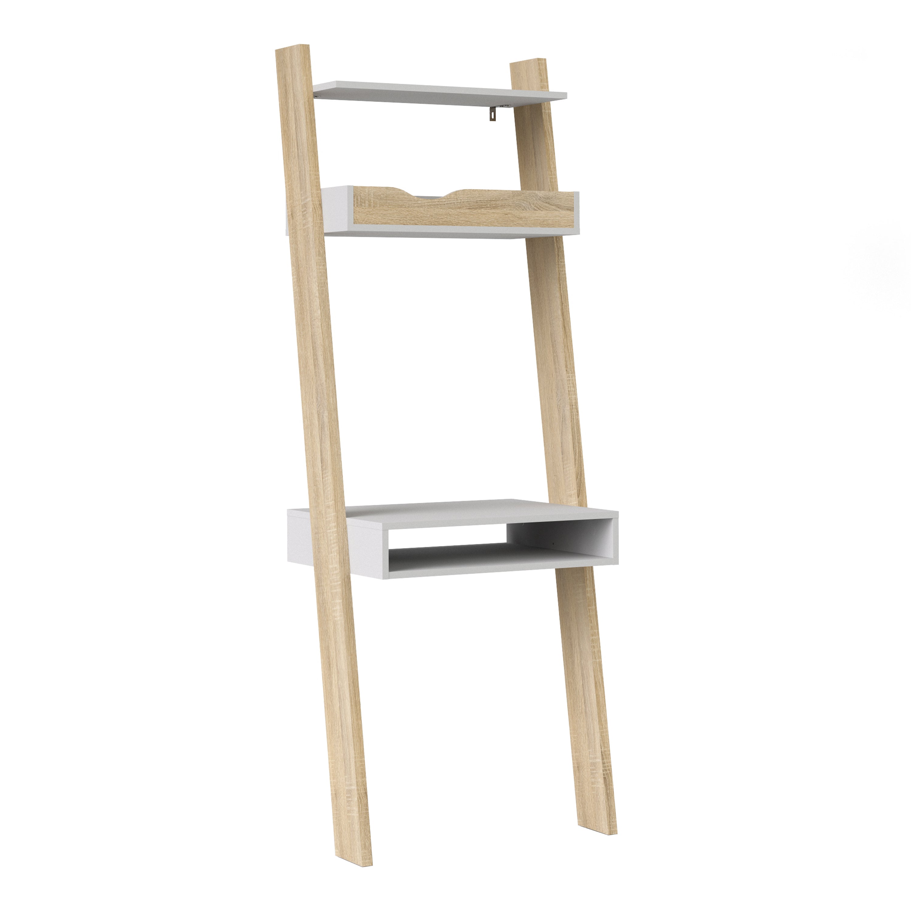 Oslo Leaning Desk in White and Oak – FTG
