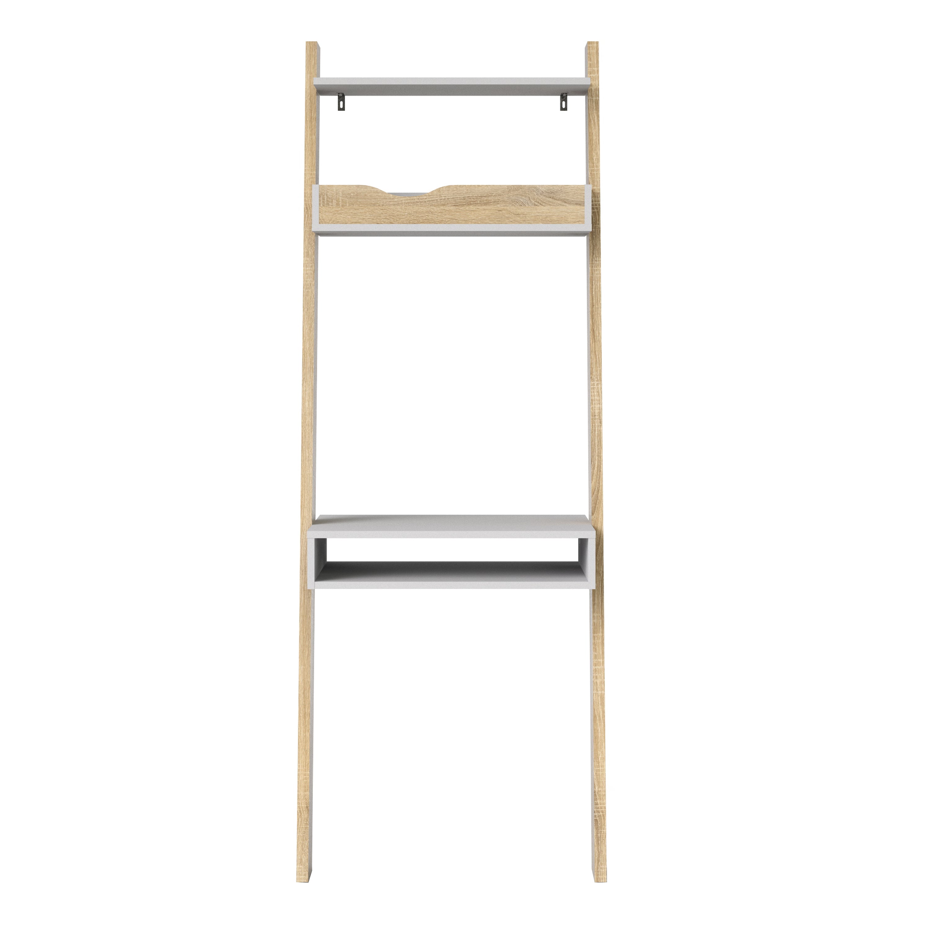 Oslo Leaning Desk in White and Oak – FTG, view 2