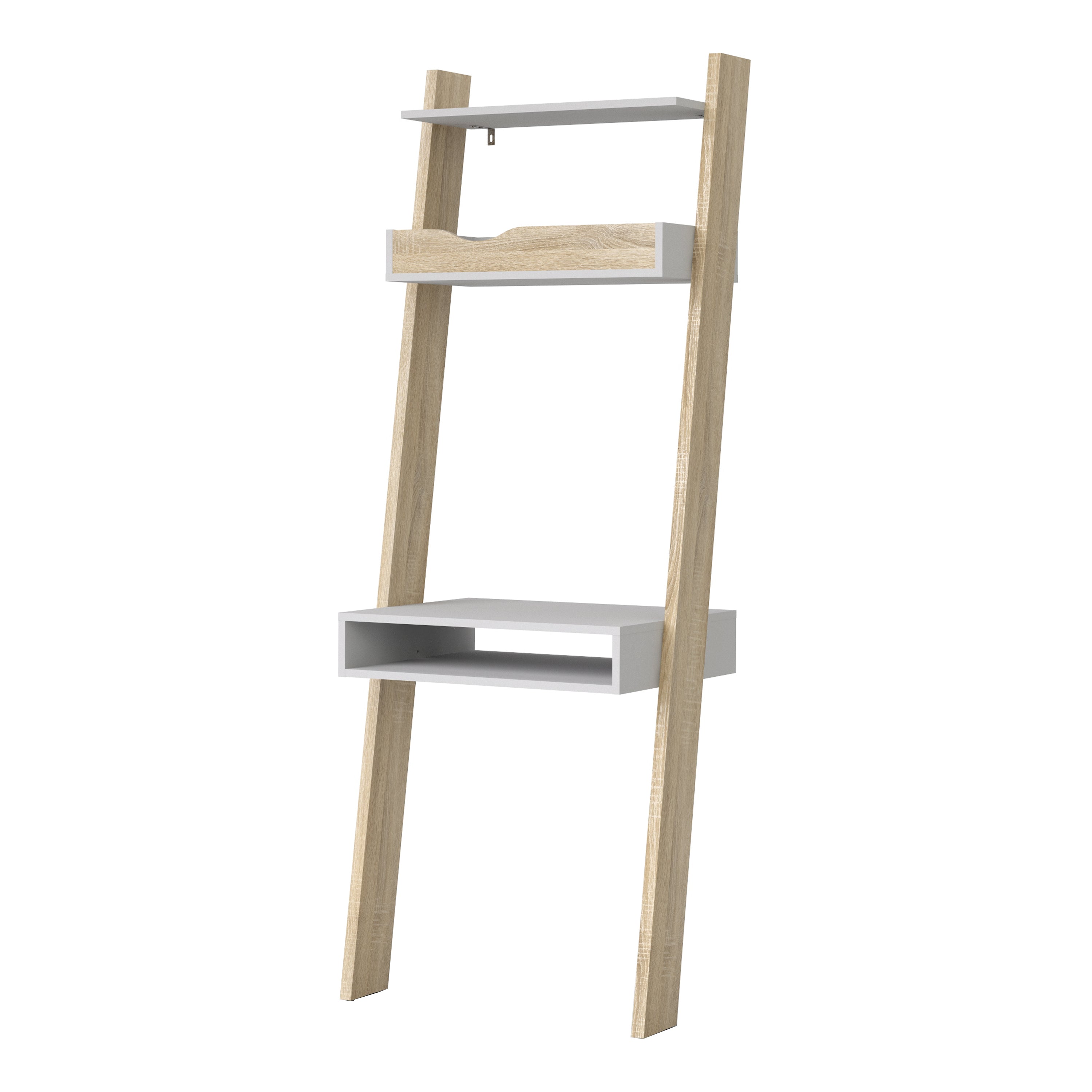 Oslo Leaning Desk in White and Oak – FTG, view 3