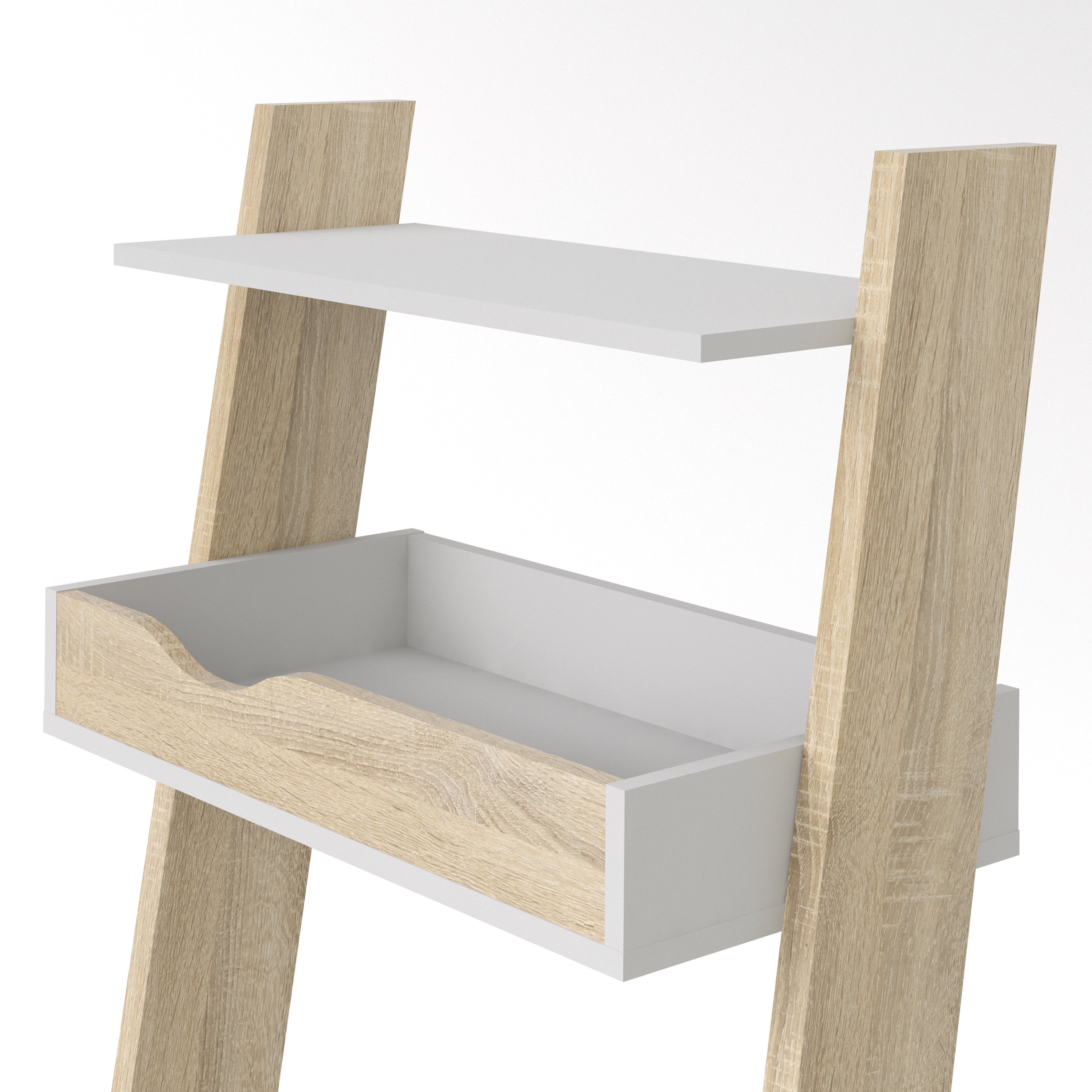 Oslo Leaning Desk in White and Oak – FTG, view 6