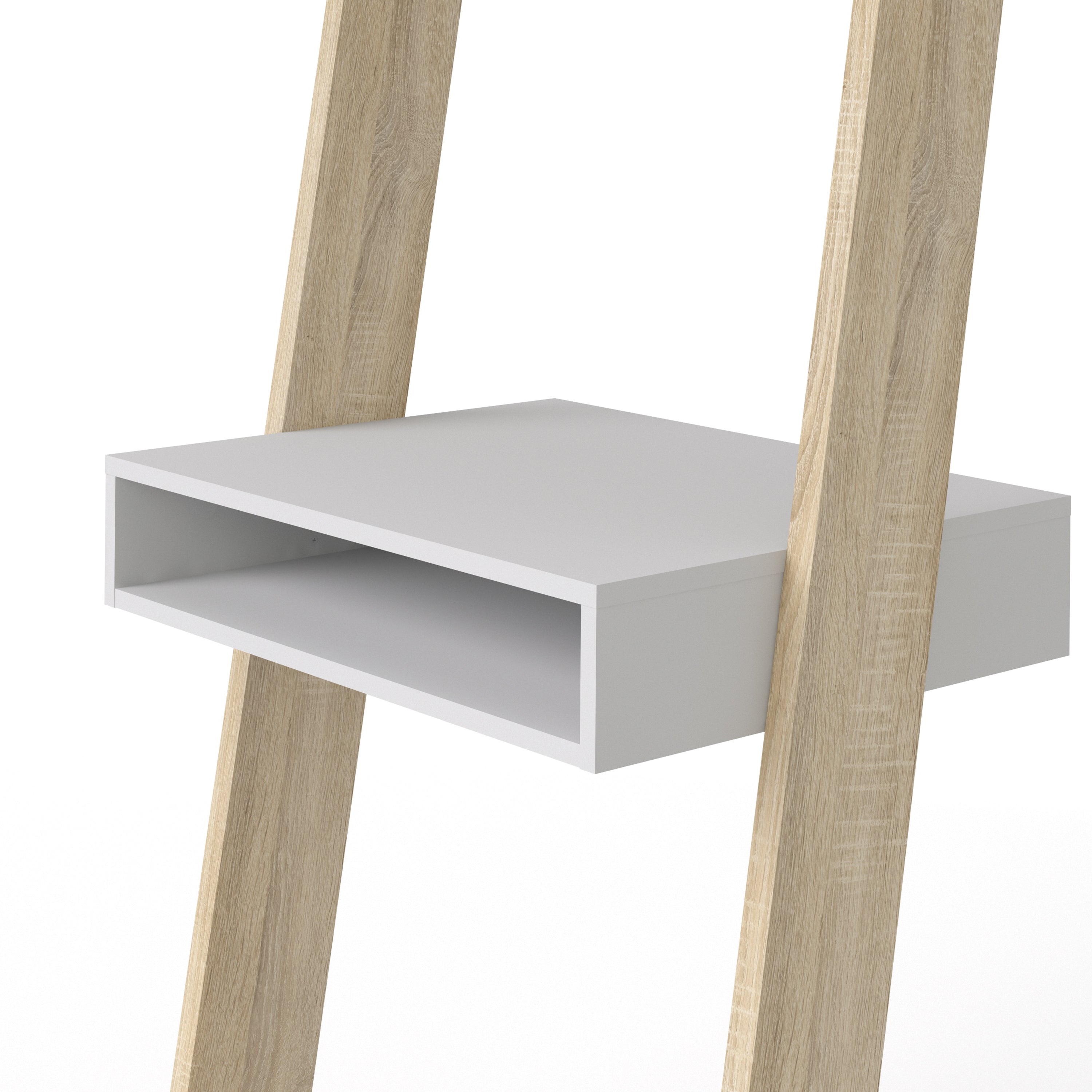 Oslo Leaning Desk in White and Oak – FTG, view 7