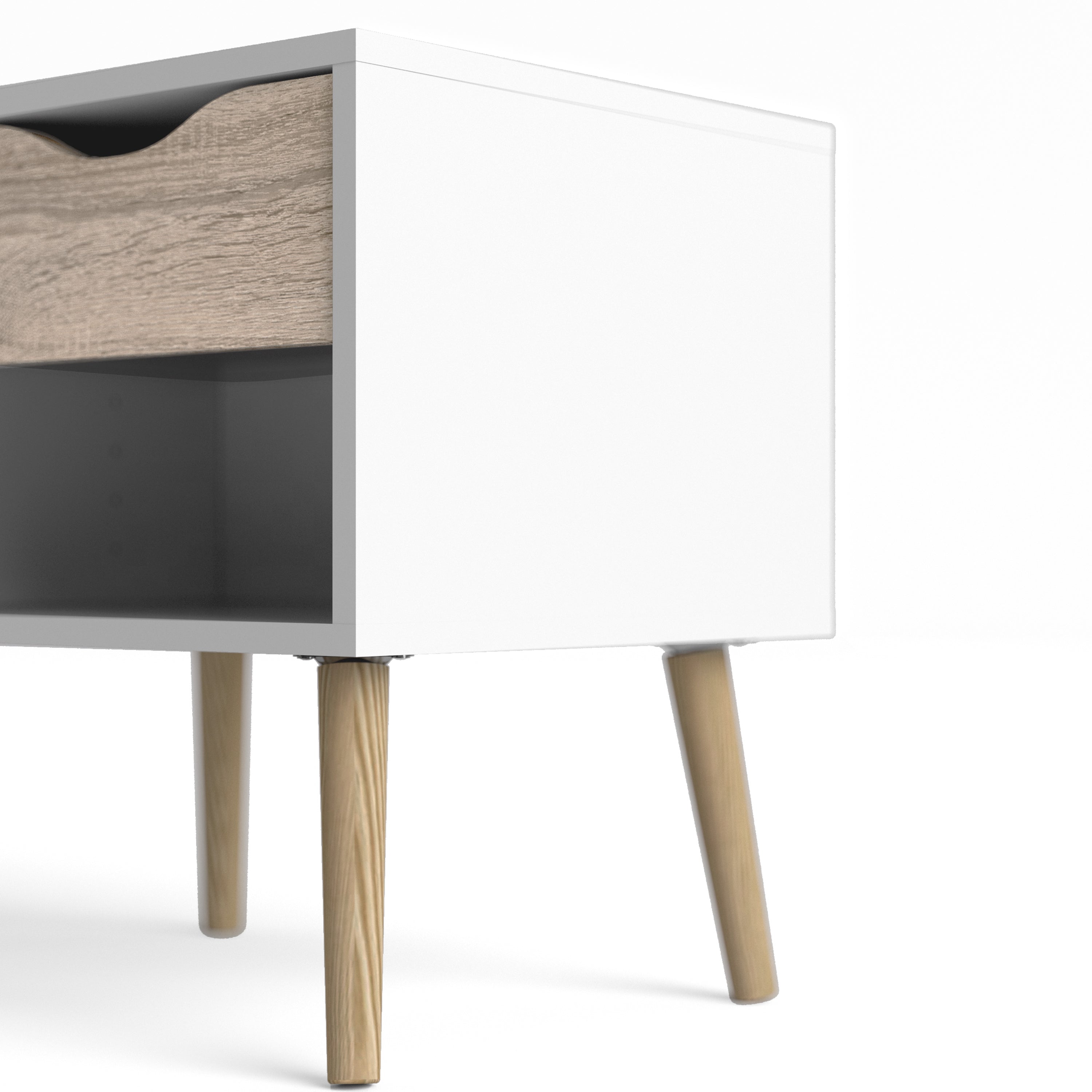 Oslo Bedside 1 Drawer in White and Oak – FTG, view 12