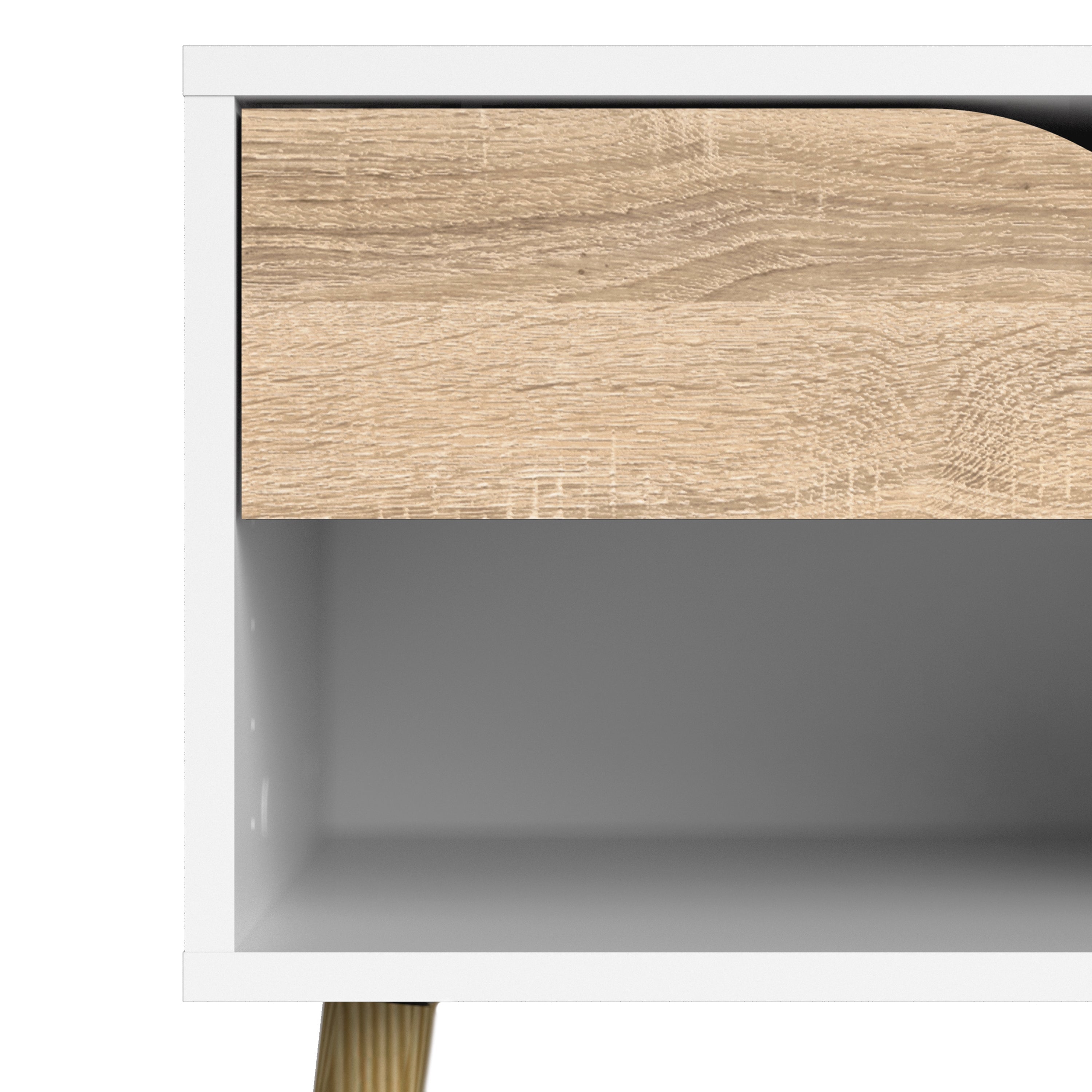 Oslo Bedside 1 Drawer in White and Oak – FTG, view 9