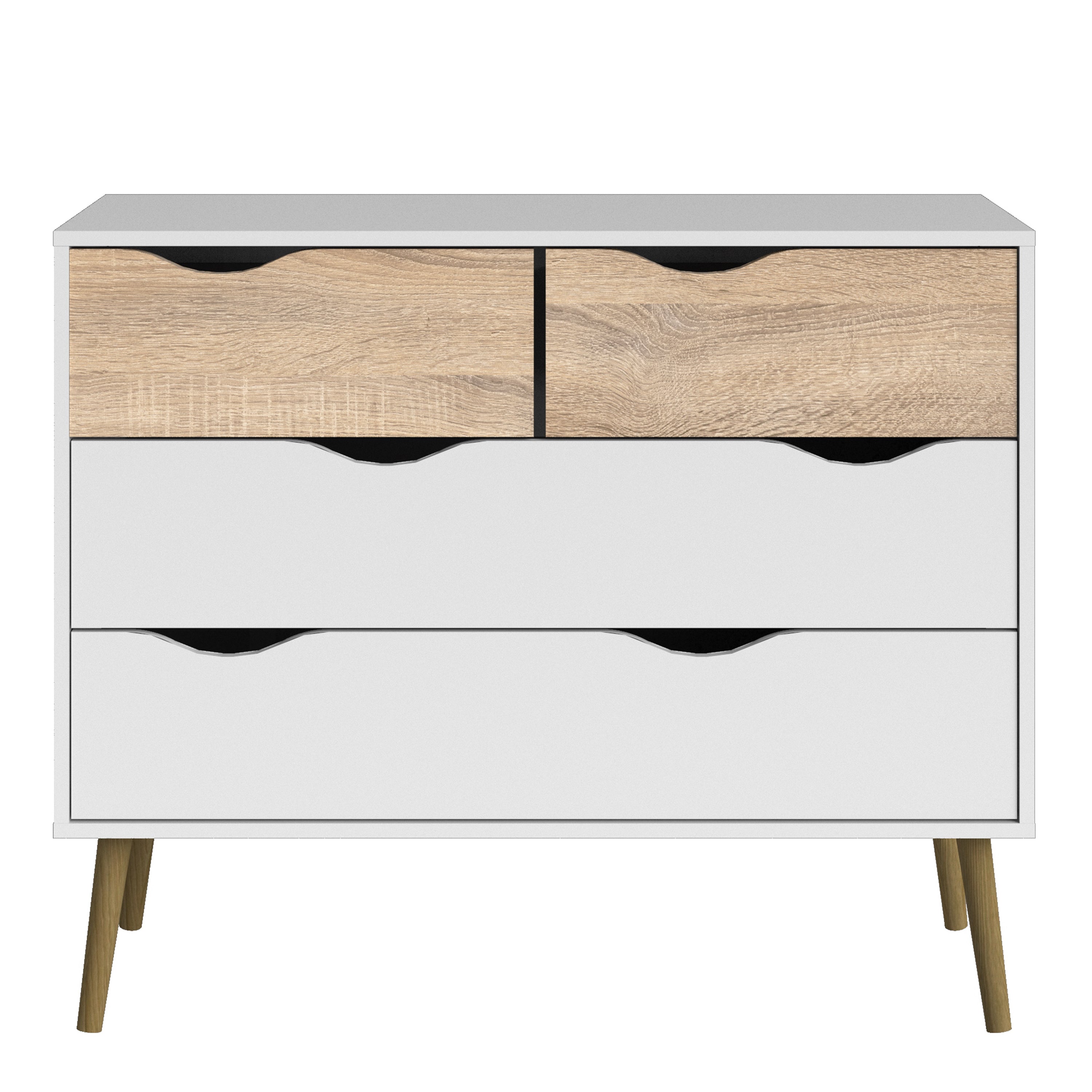 Oslo Chest of 4 Drawers in White and Oak – FTG, view 2