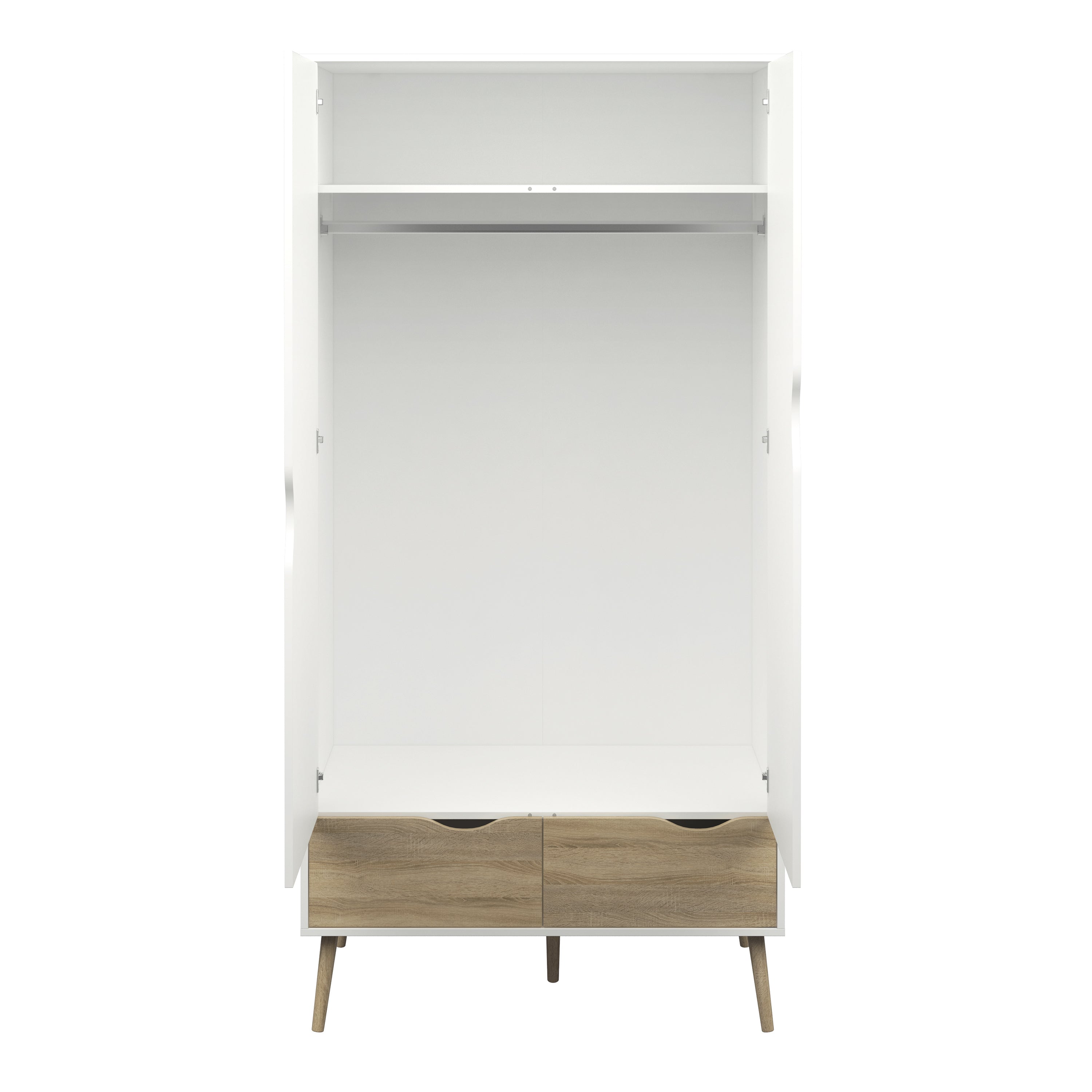 Oslo Wardrobe 2 Doors 2 Drawers in White and Oak – FTG, view 5