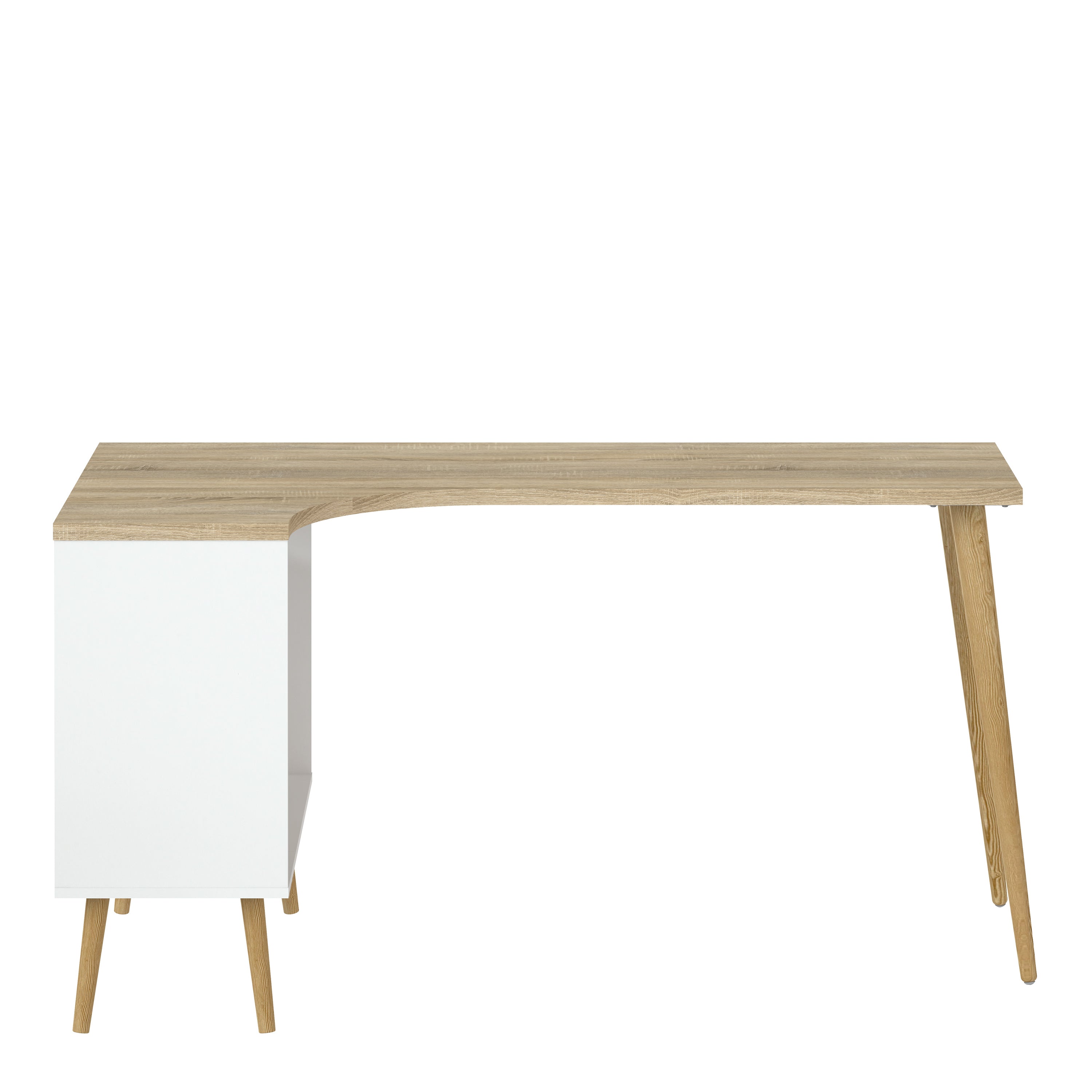 Oslo Desk 2 Drawer in White and Oak – FTG, view 2