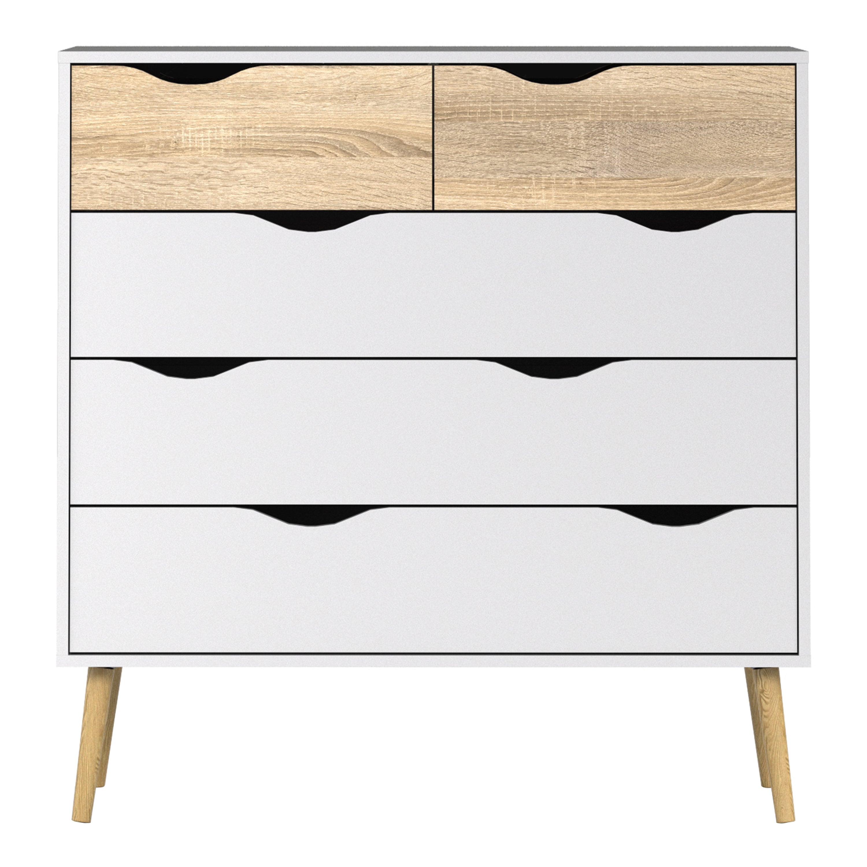 Oslo Chest of 5 Drawers in White and Oak – FTG, view 2