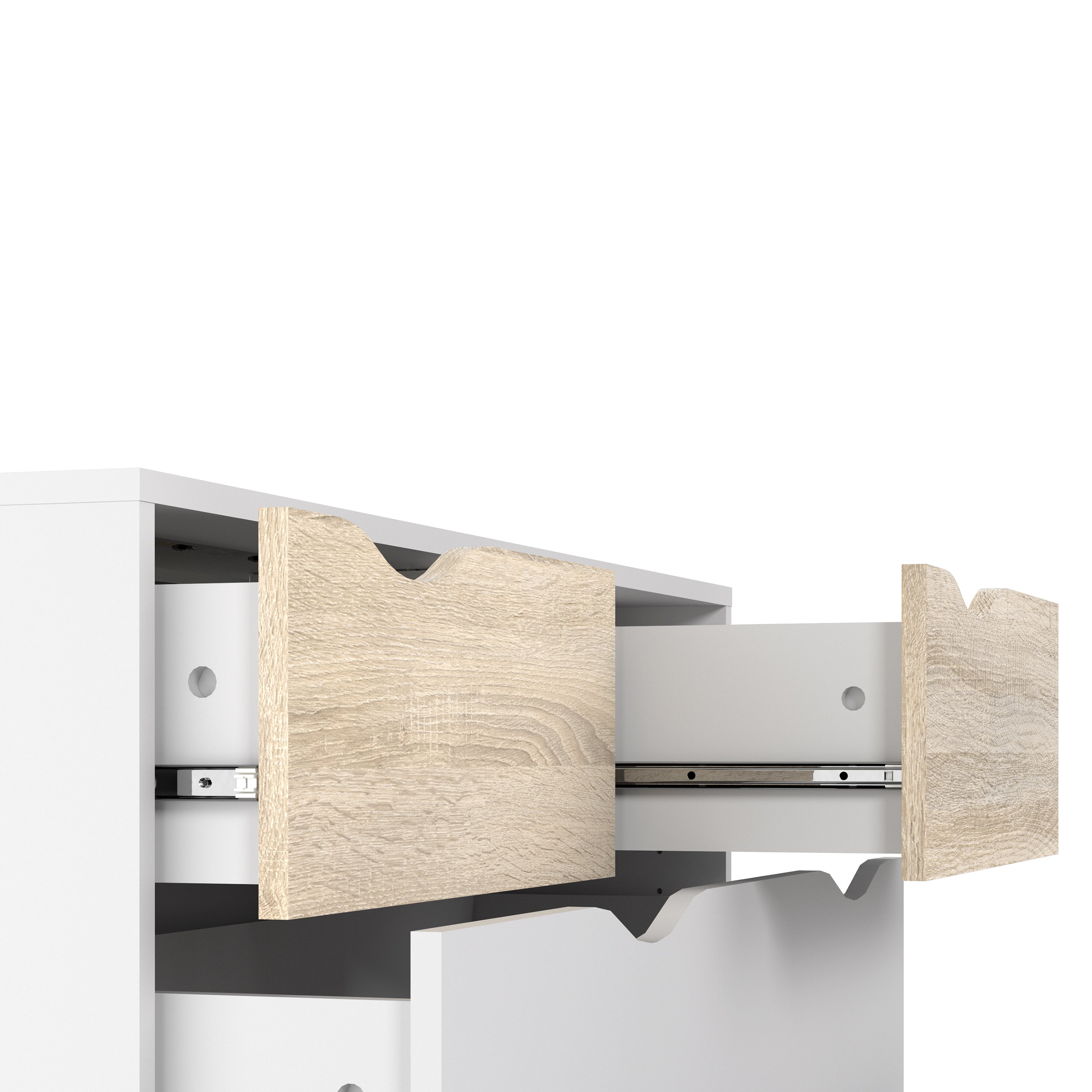 Oslo Chest of 5 Drawers in White and Oak – FTG, view 5