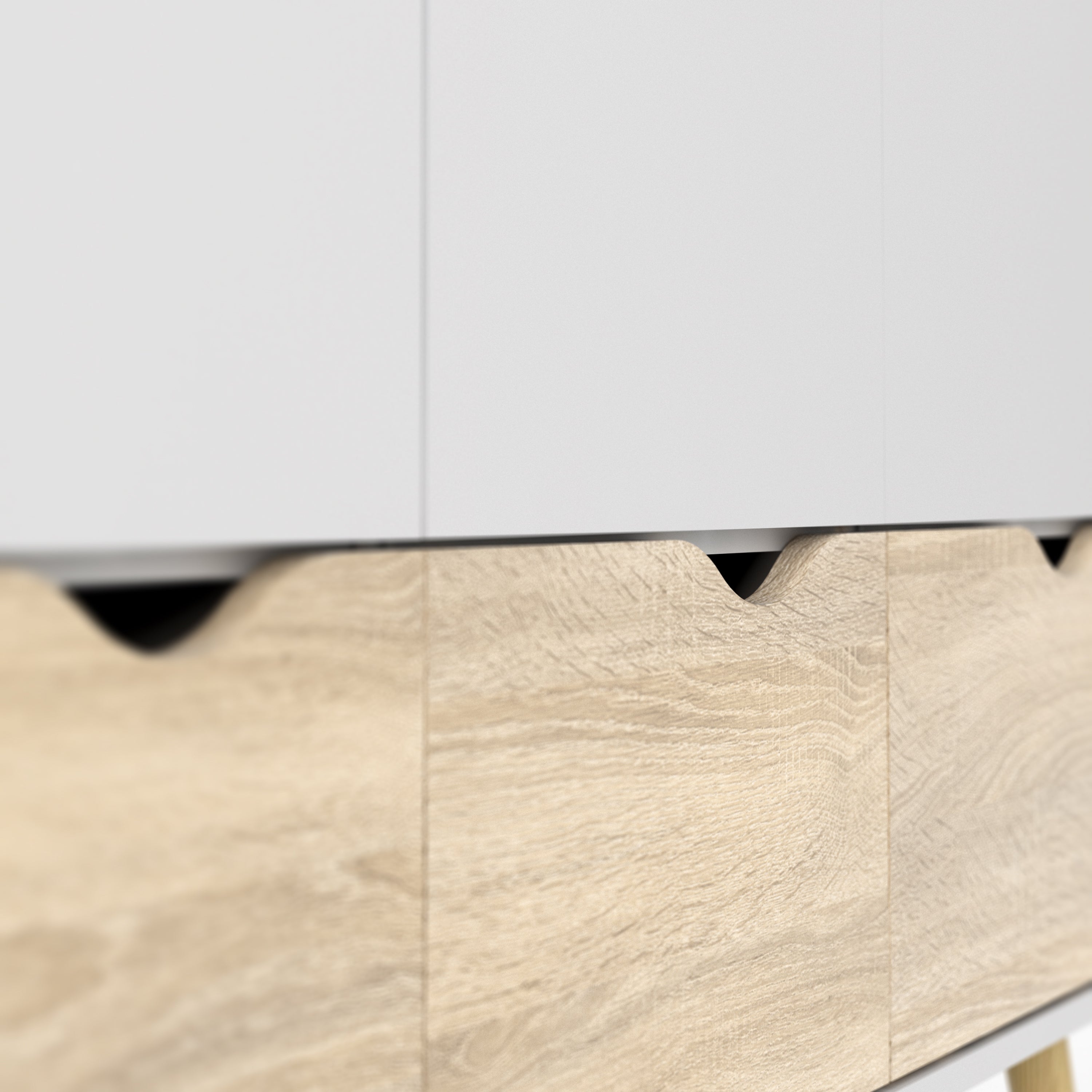 Oslo Wardrobe 3 Doors 3 Drawers in White and Oak – FTG, view 6