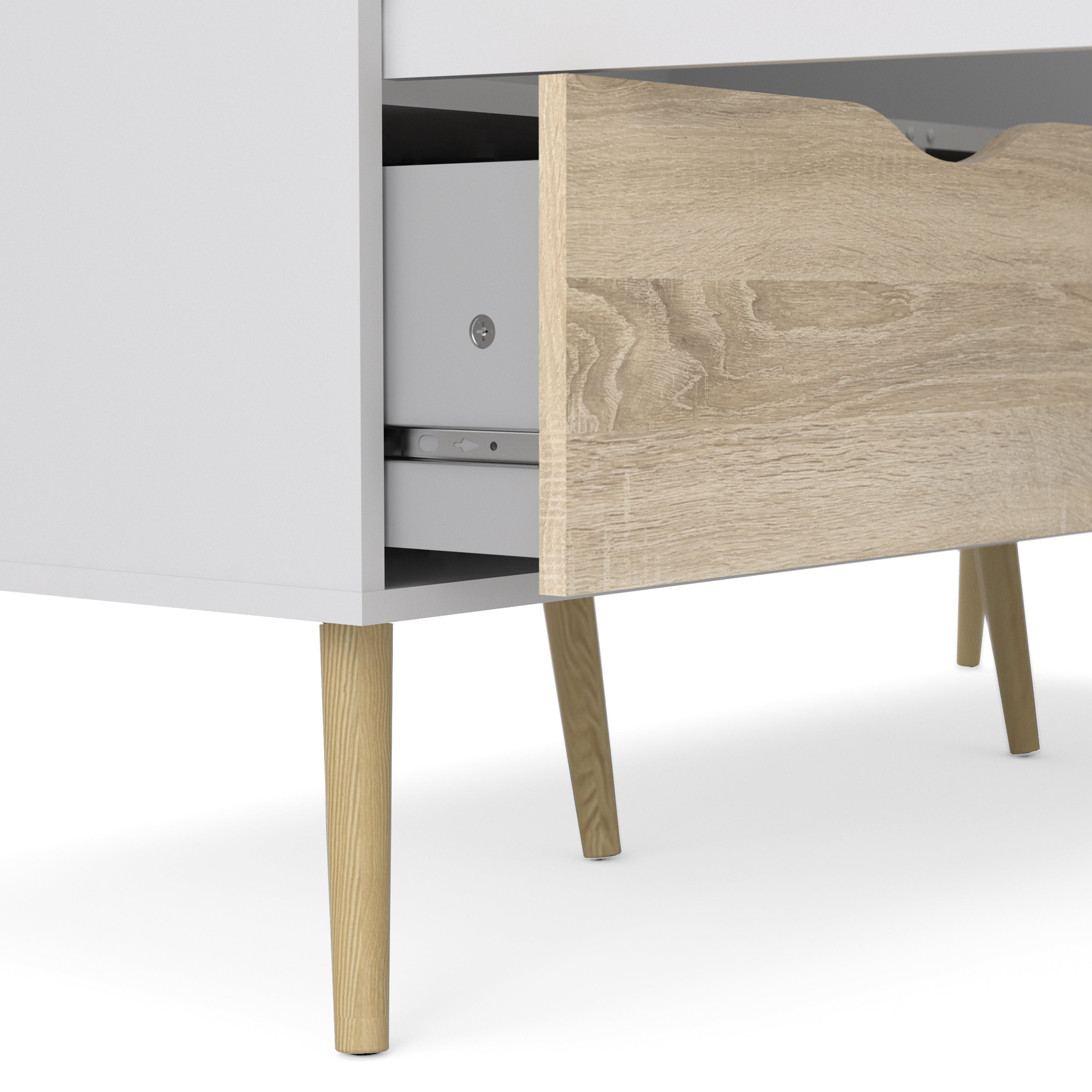 Oslo Wardrobe 3 Doors 3 Drawers in White and Oak – FTG, view 8