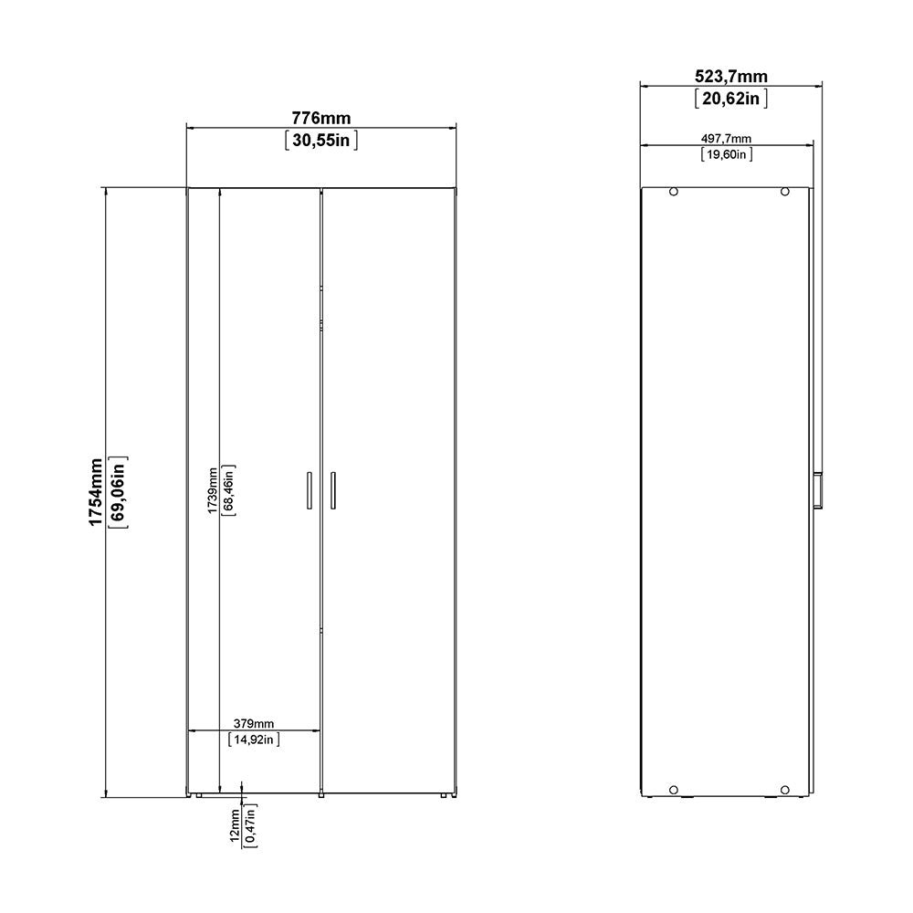 Space Package - Bedside 1 Drawer + Chest of 3 Drawers + Wardrobe with 2 Doors in White – FTG, view 13